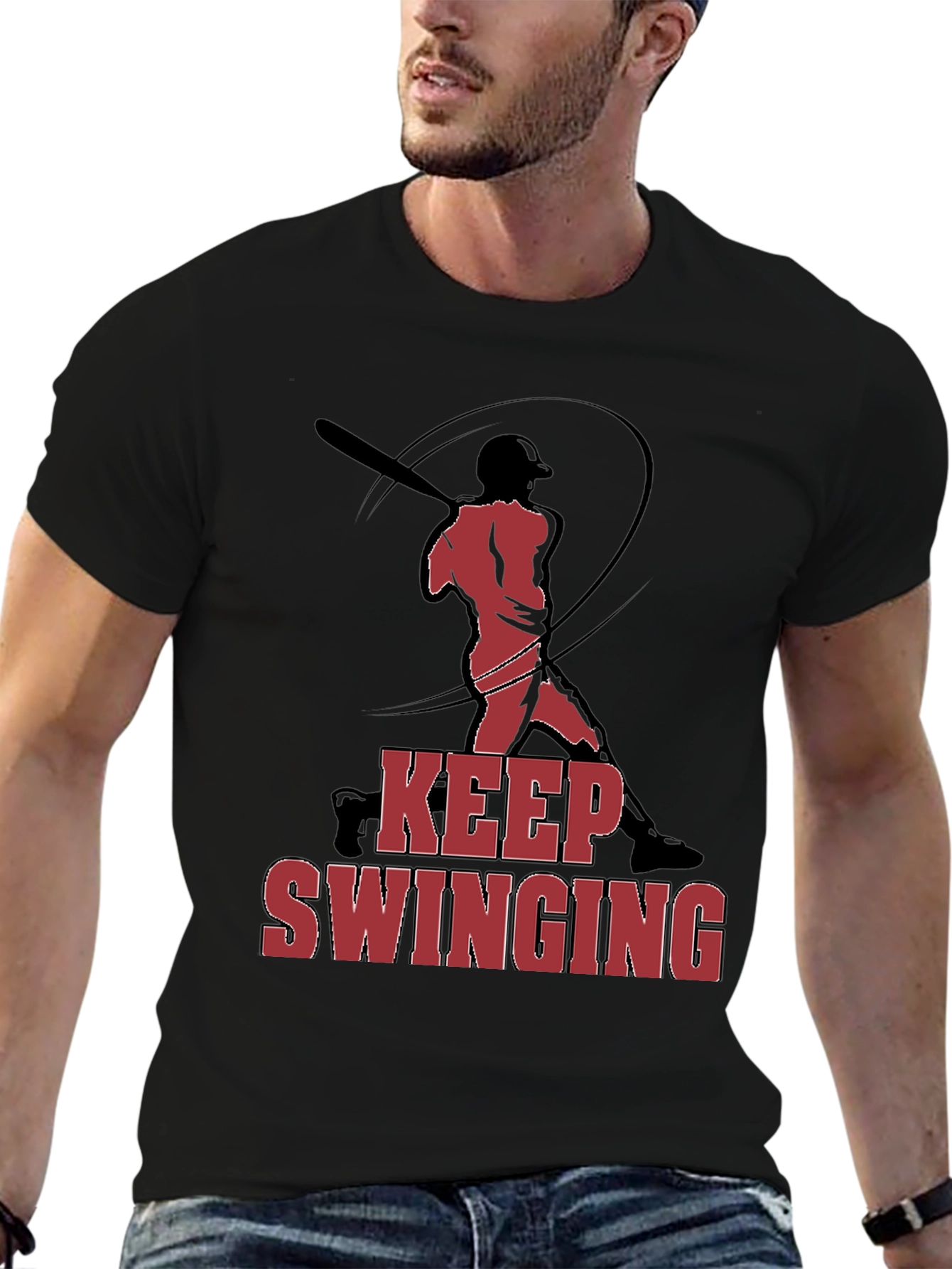 Keep Swinging Baseball Graphic T-Shirt