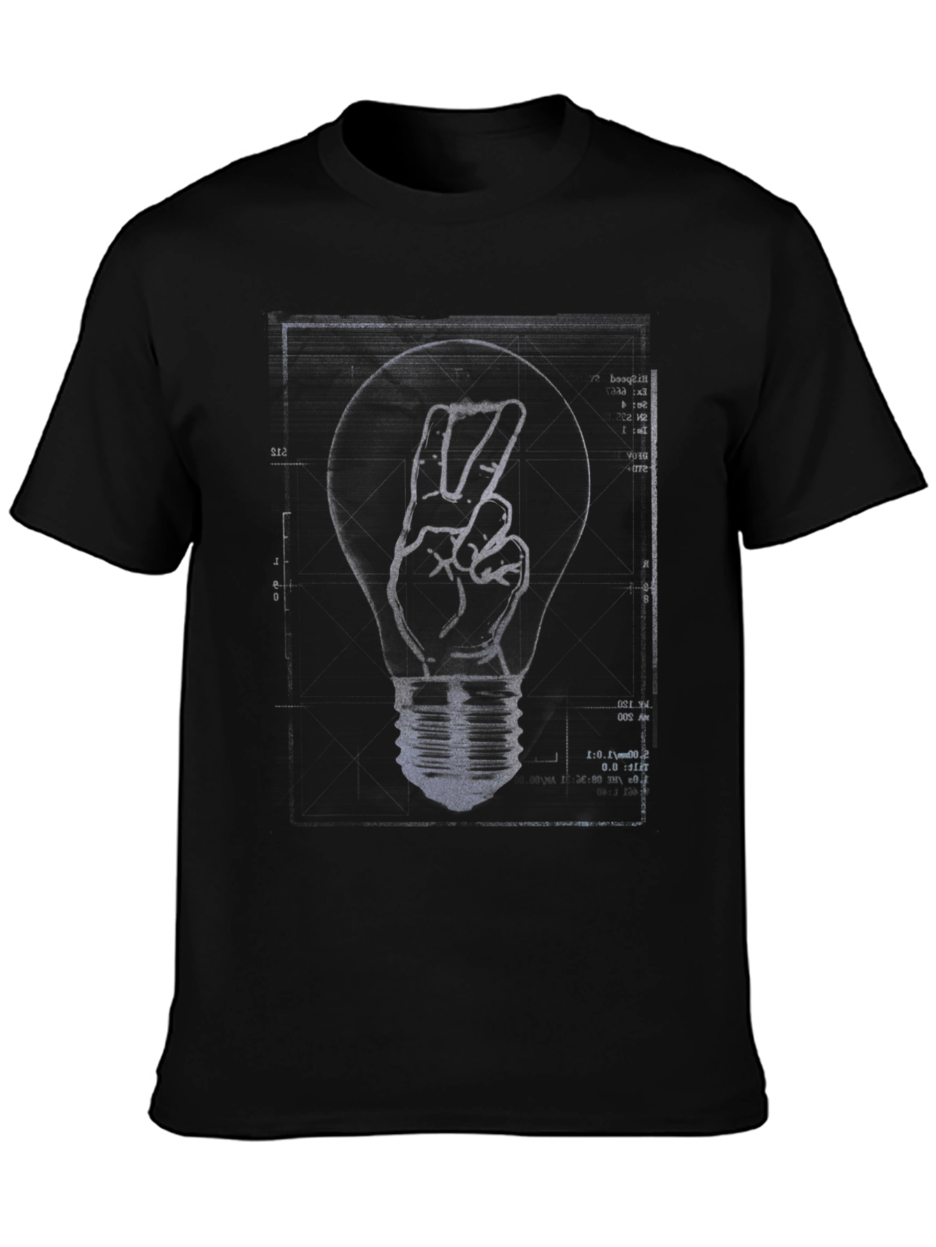 Peace Hand Lightbulb Black T-Shirt