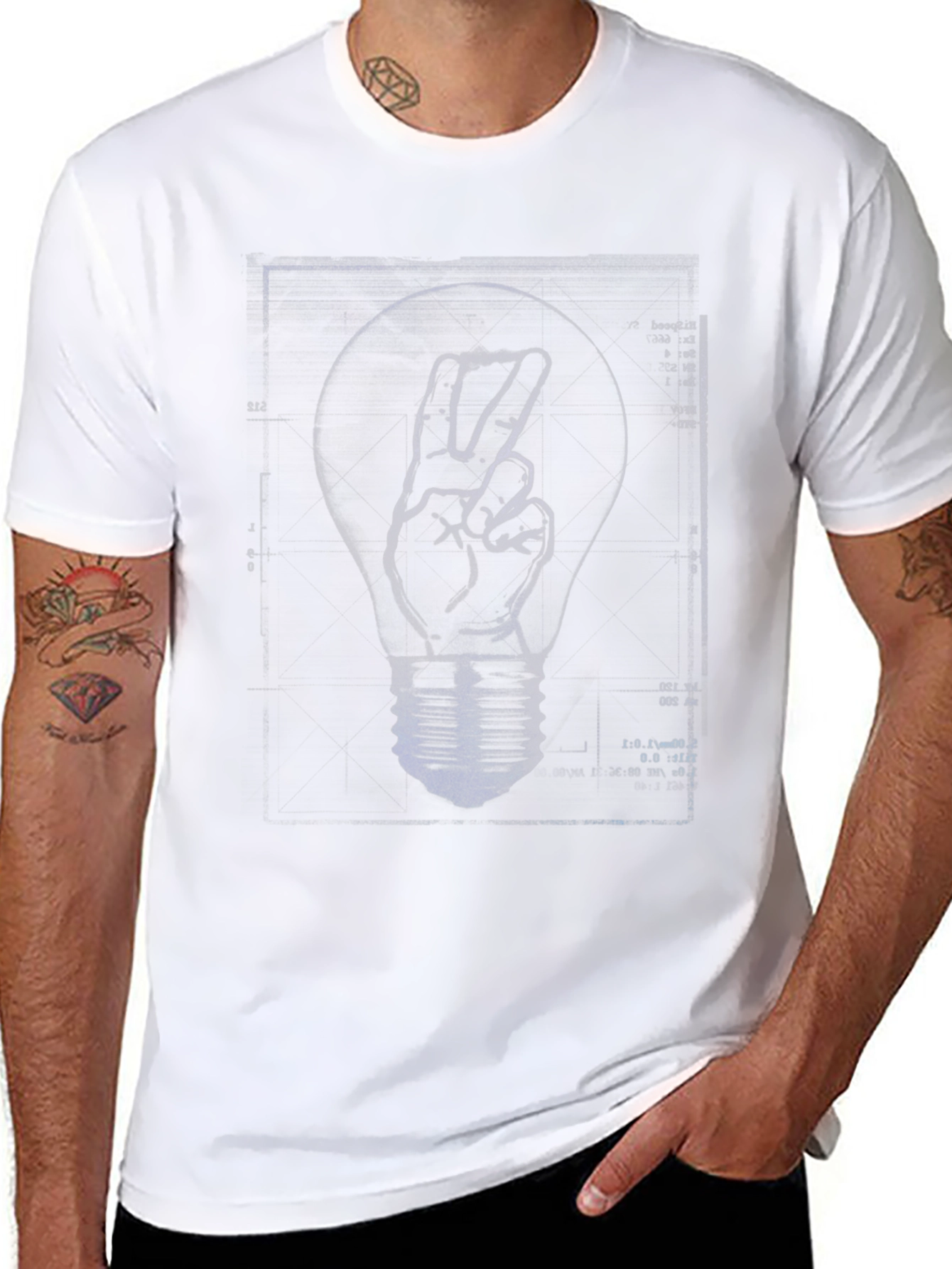 Peace Hand Lightbulb Black T-Shirt