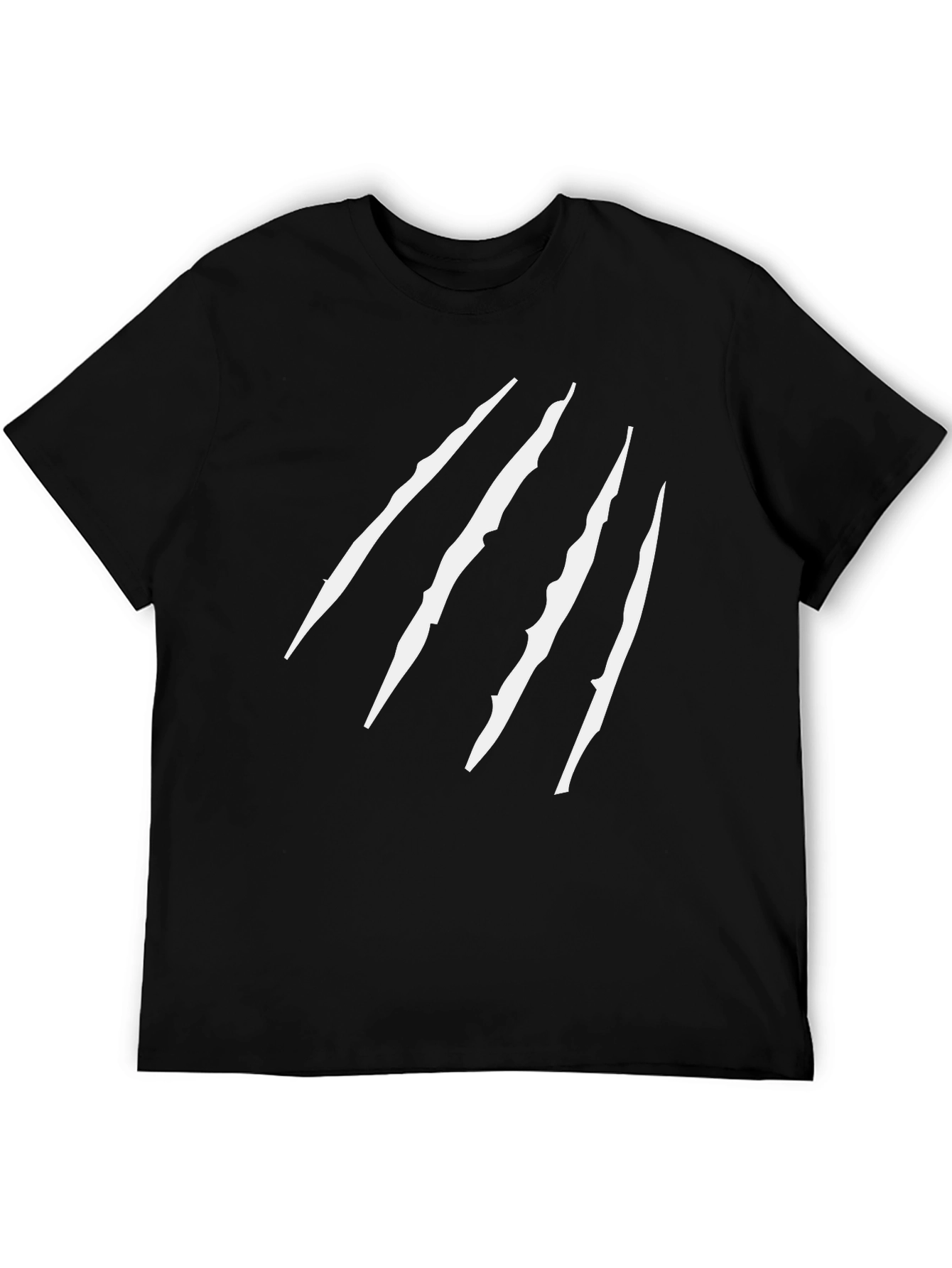 Black T-Shirt with White Scratch Design