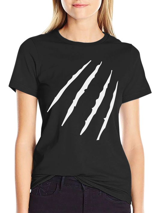 Black T-Shirt with White Scratch Design