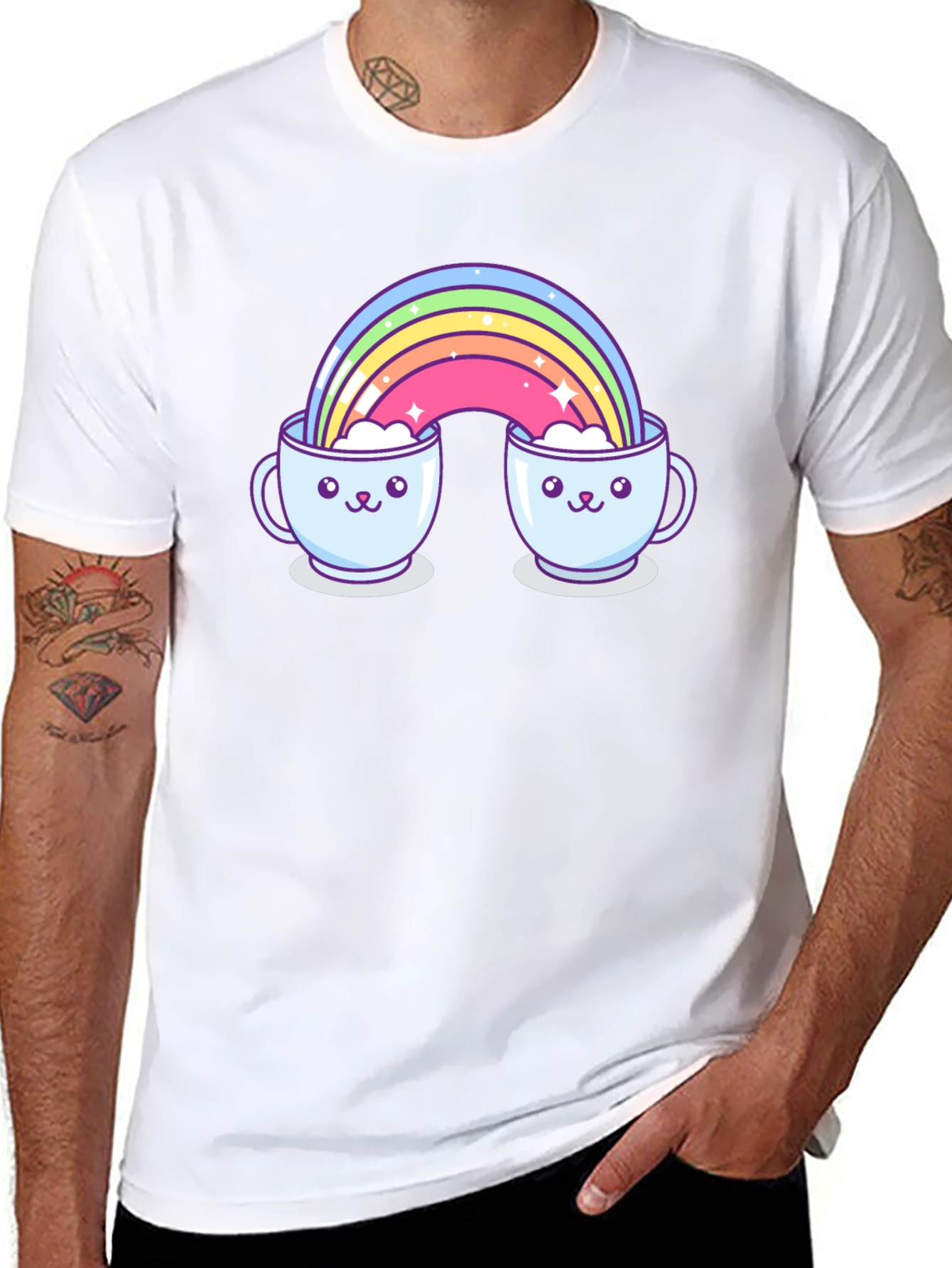 Rainbow Coffee Mug Graphic Tee