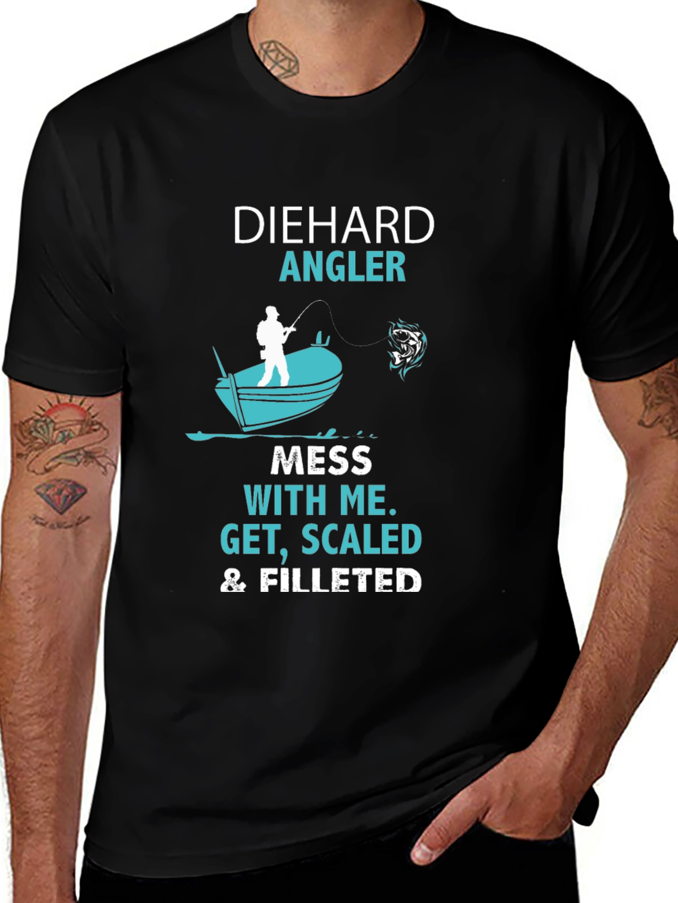 Diehard Angler Fishing T-Shirt: Get Scaled & Filleted