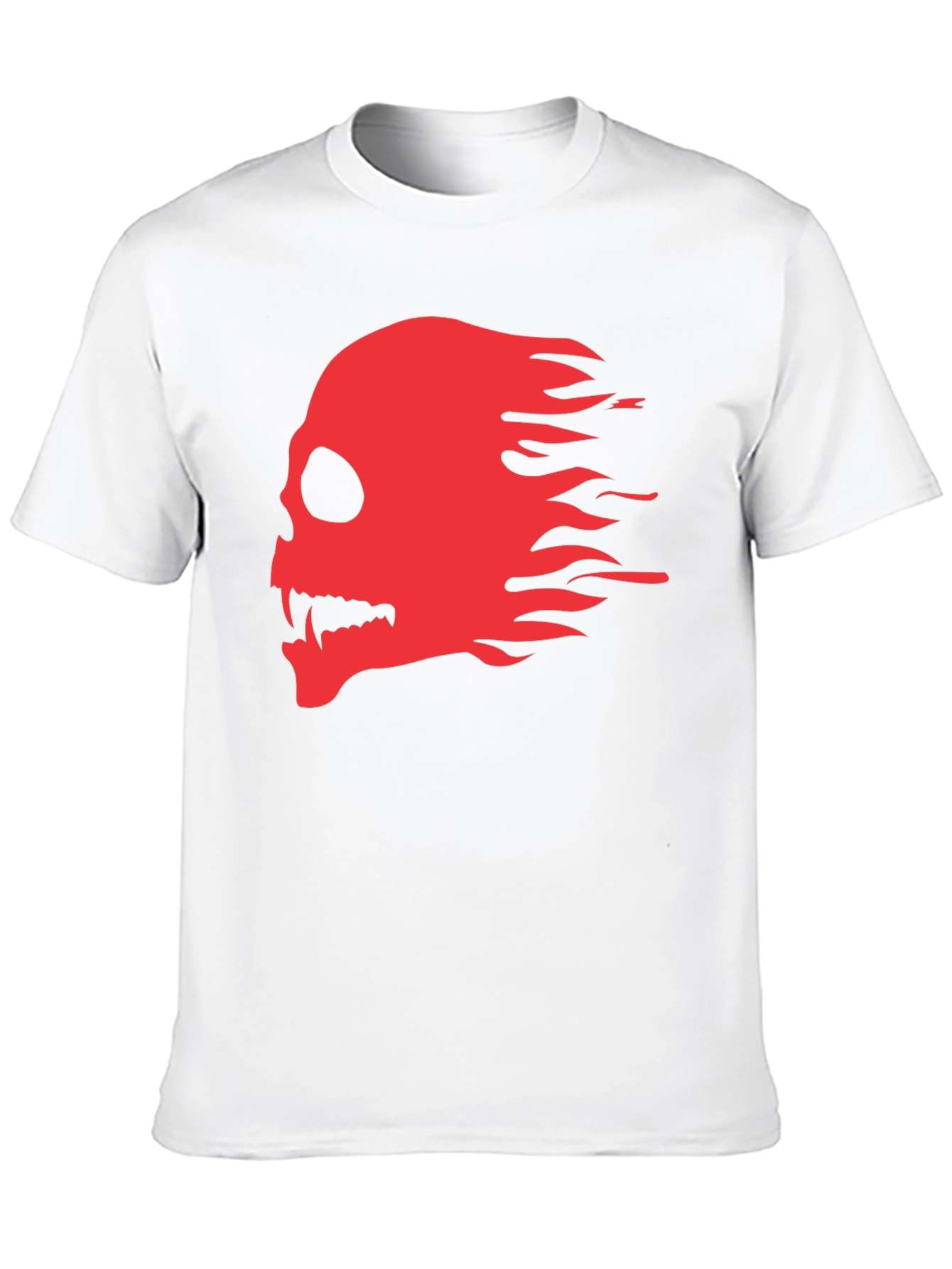 Black T-Shirt with Red Flaming Skull Graphic