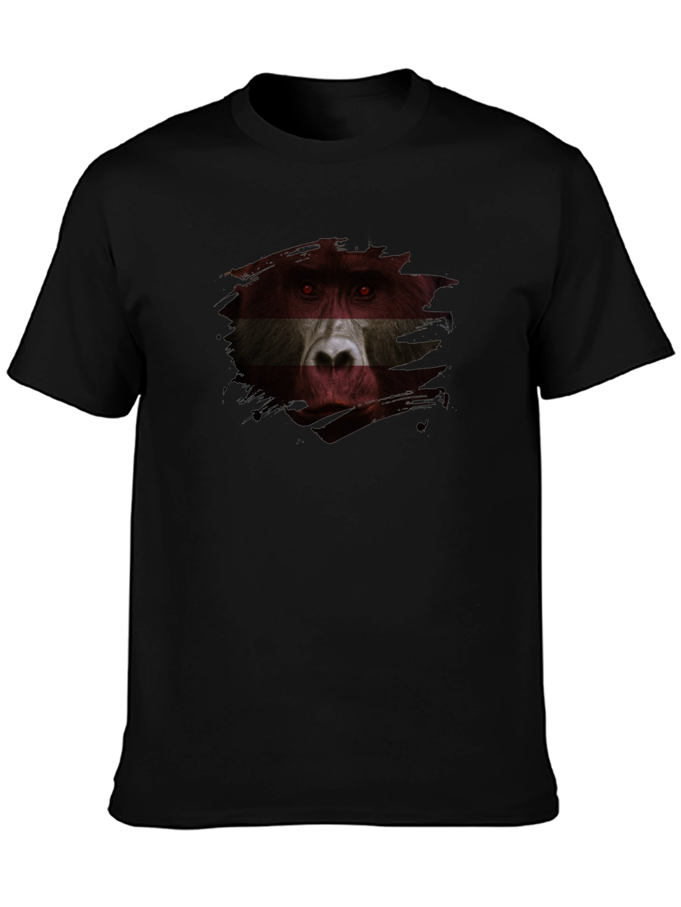 Baboon Flag Graphic Print Black T-Shirt