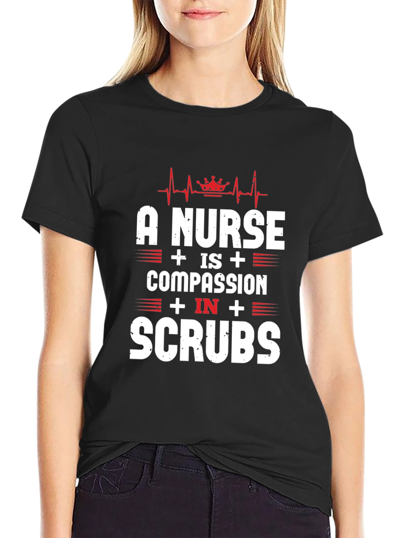 Nurse Compassion in Scrubs Graphic Tee - Black