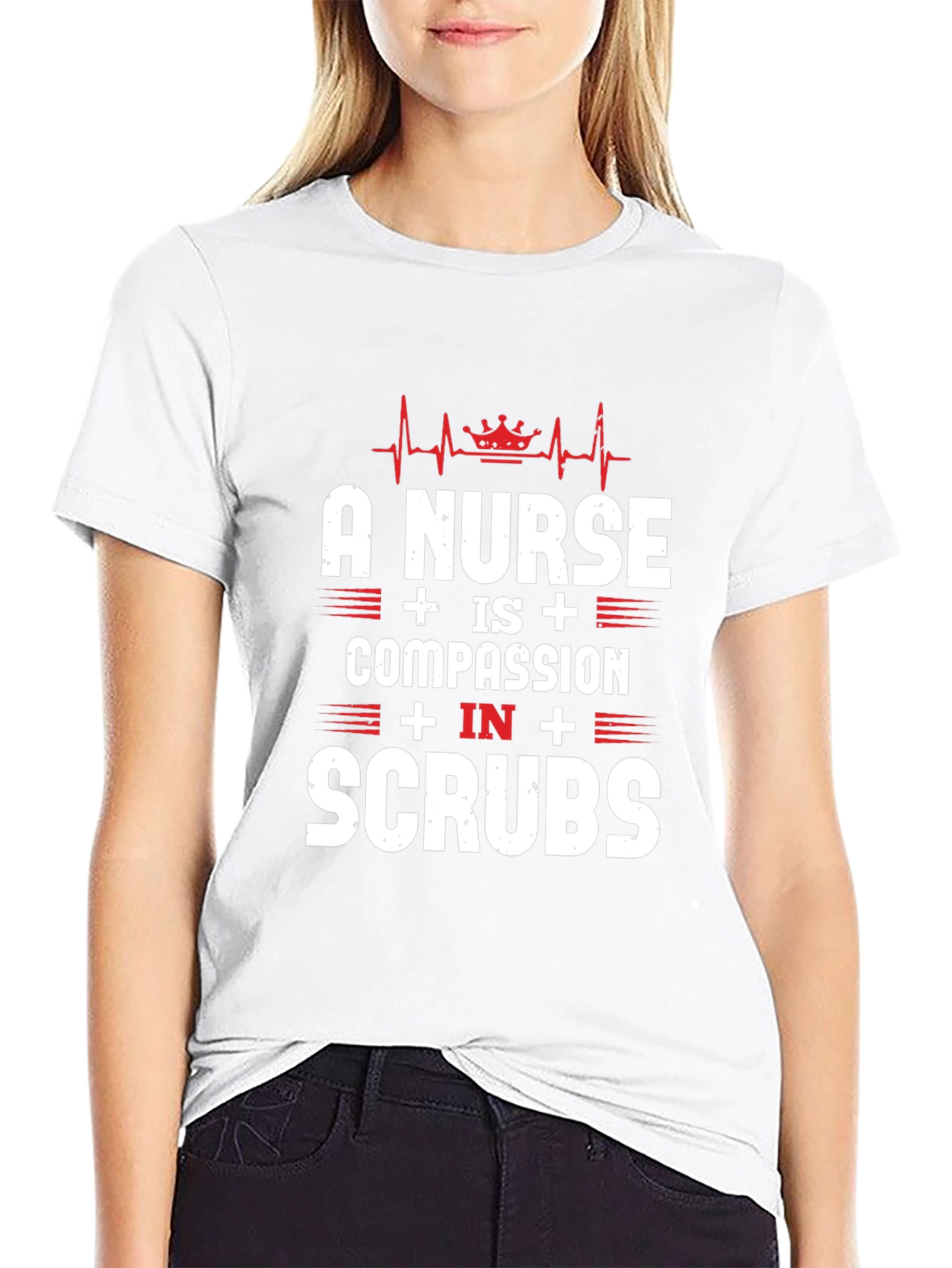 Nurse Compassion in Scrubs Graphic Tee - Black