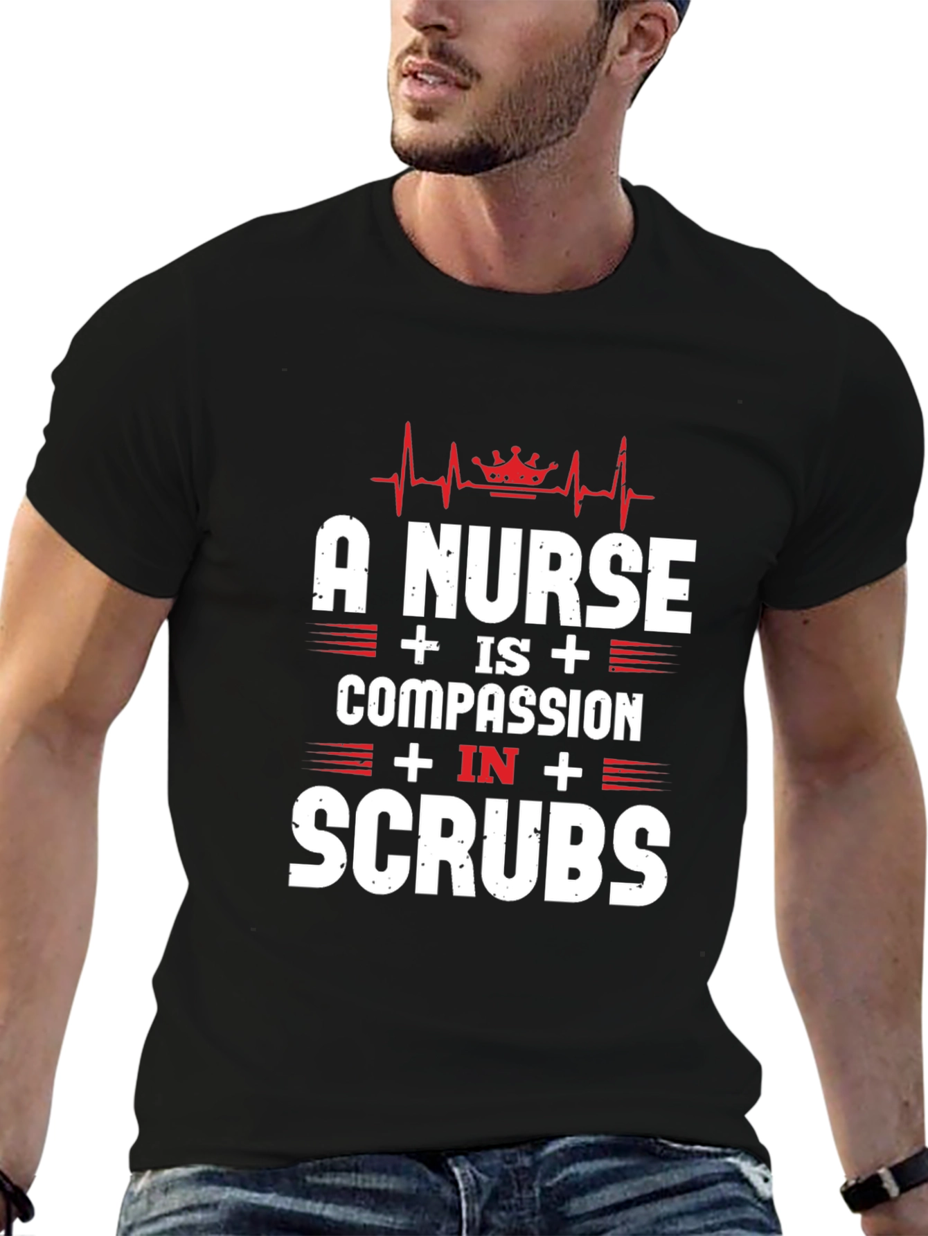 Nurse Compassion in Scrubs Graphic Tee - Black