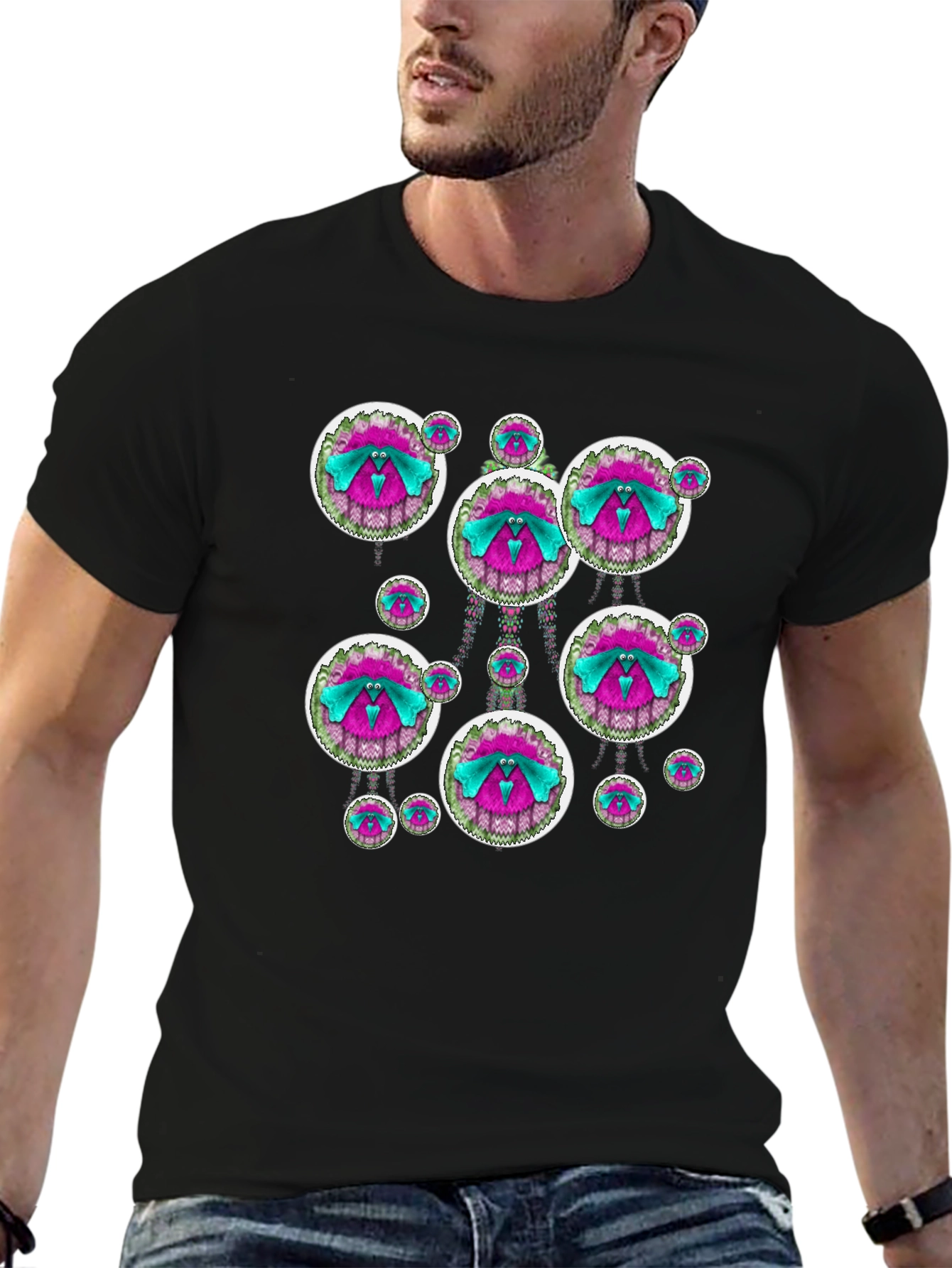Funky Patterned Black T-Shirt