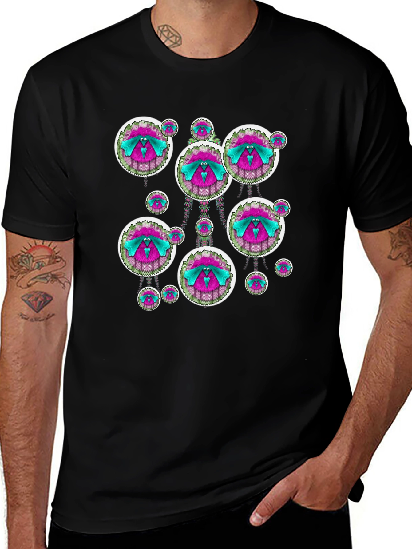 Funky Patterned Black T-Shirt