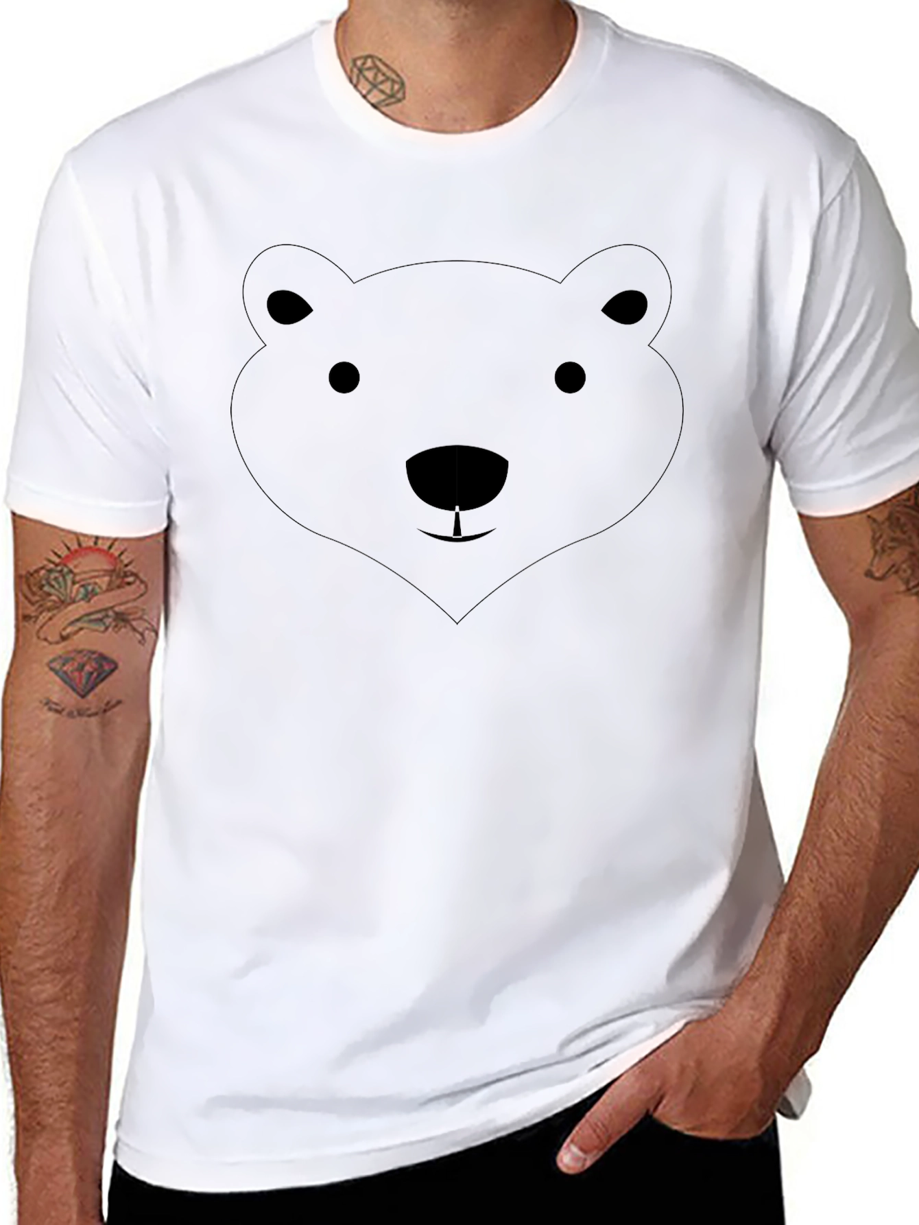 Bear Face Graphic Black T-Shirt