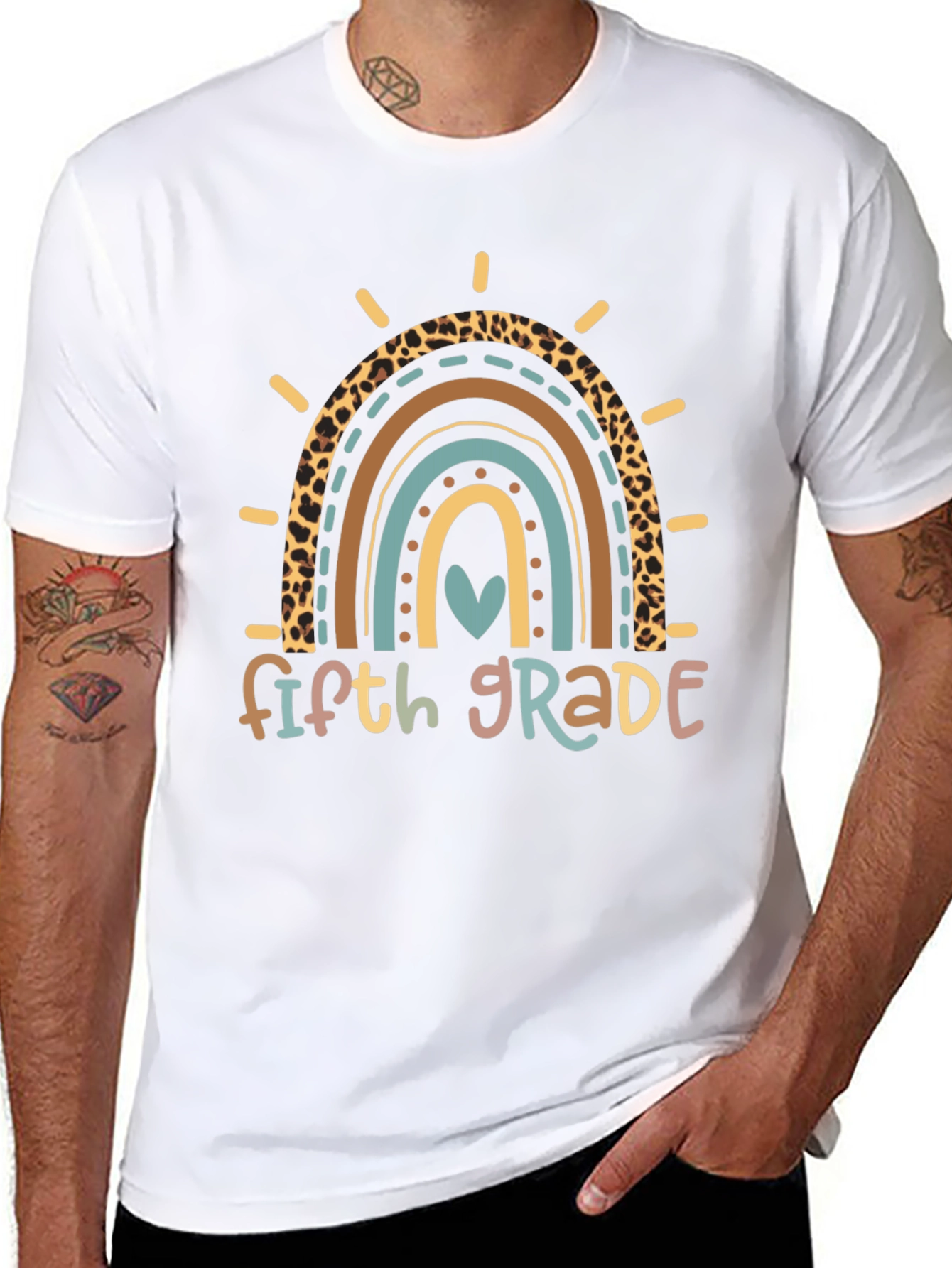 Fifth Grade Rainbow Heart T-Shirt