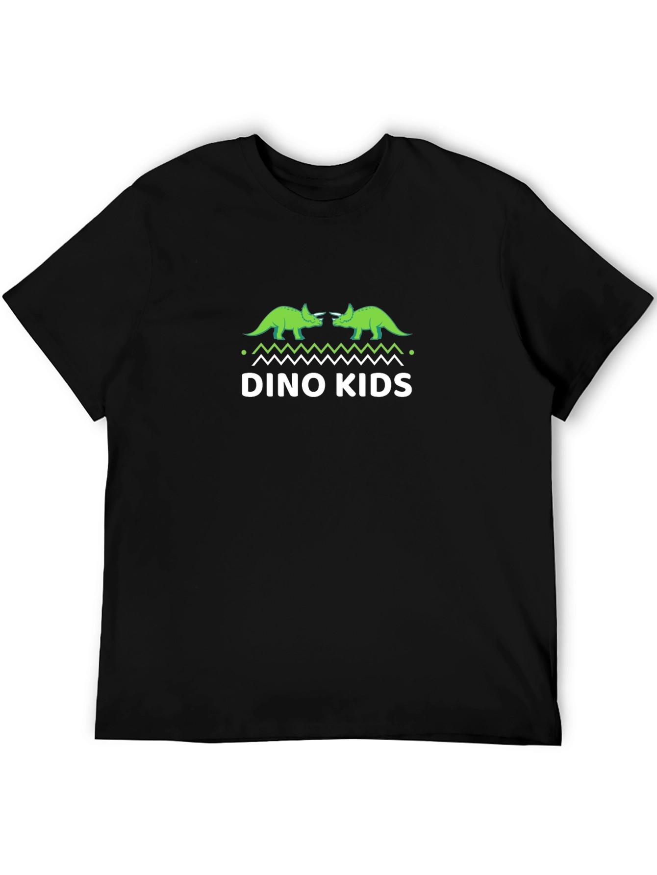 Dino Kids Black T-Shirt - Triceratops Design