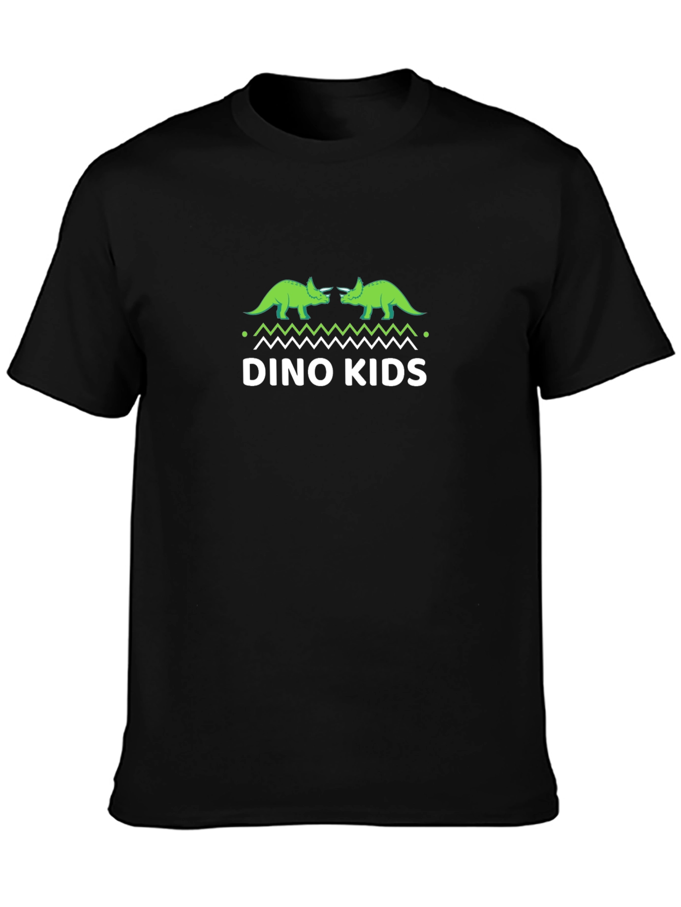 Dino Kids Black T-Shirt - Triceratops Design