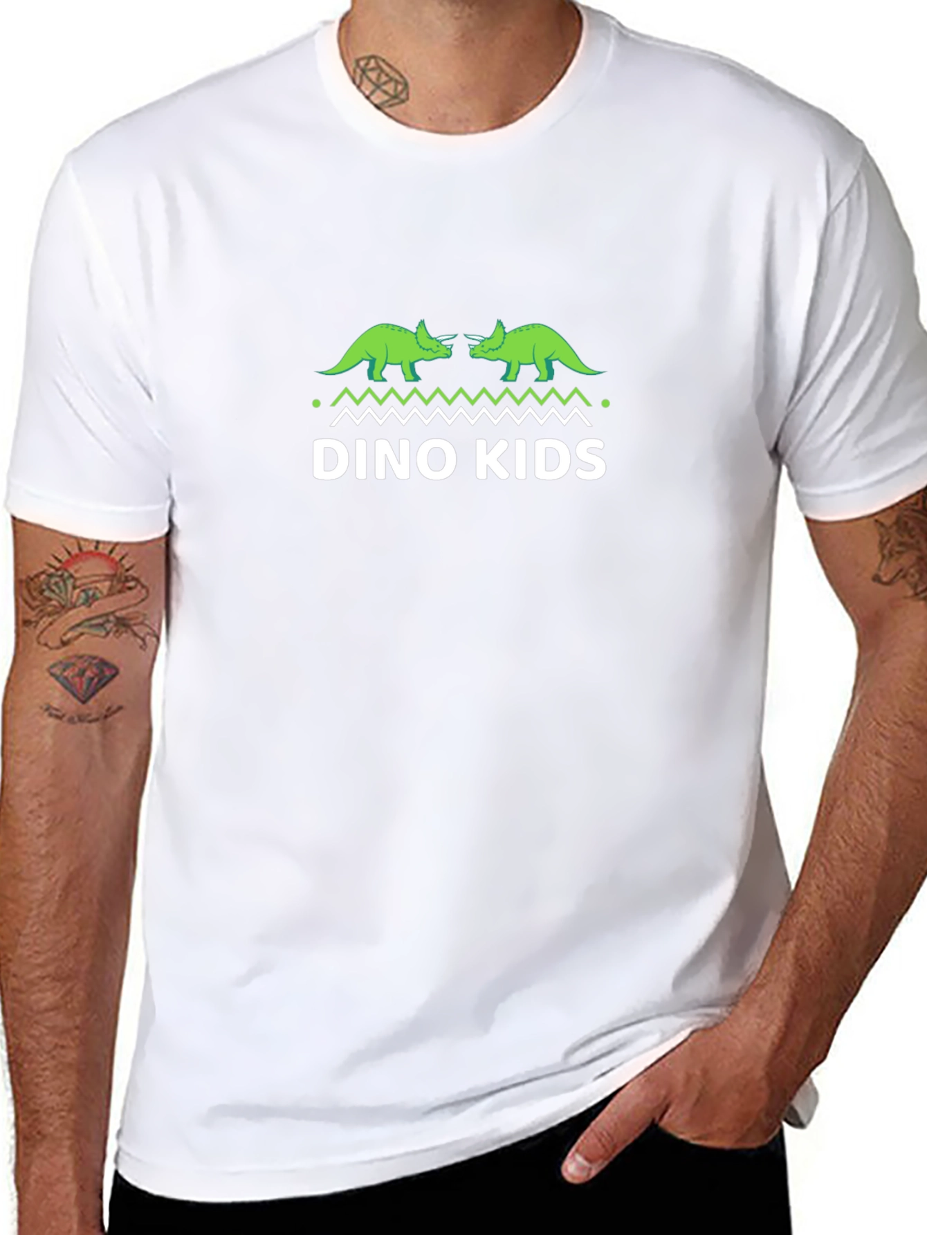 Dino Kids Black T-Shirt - Triceratops Design