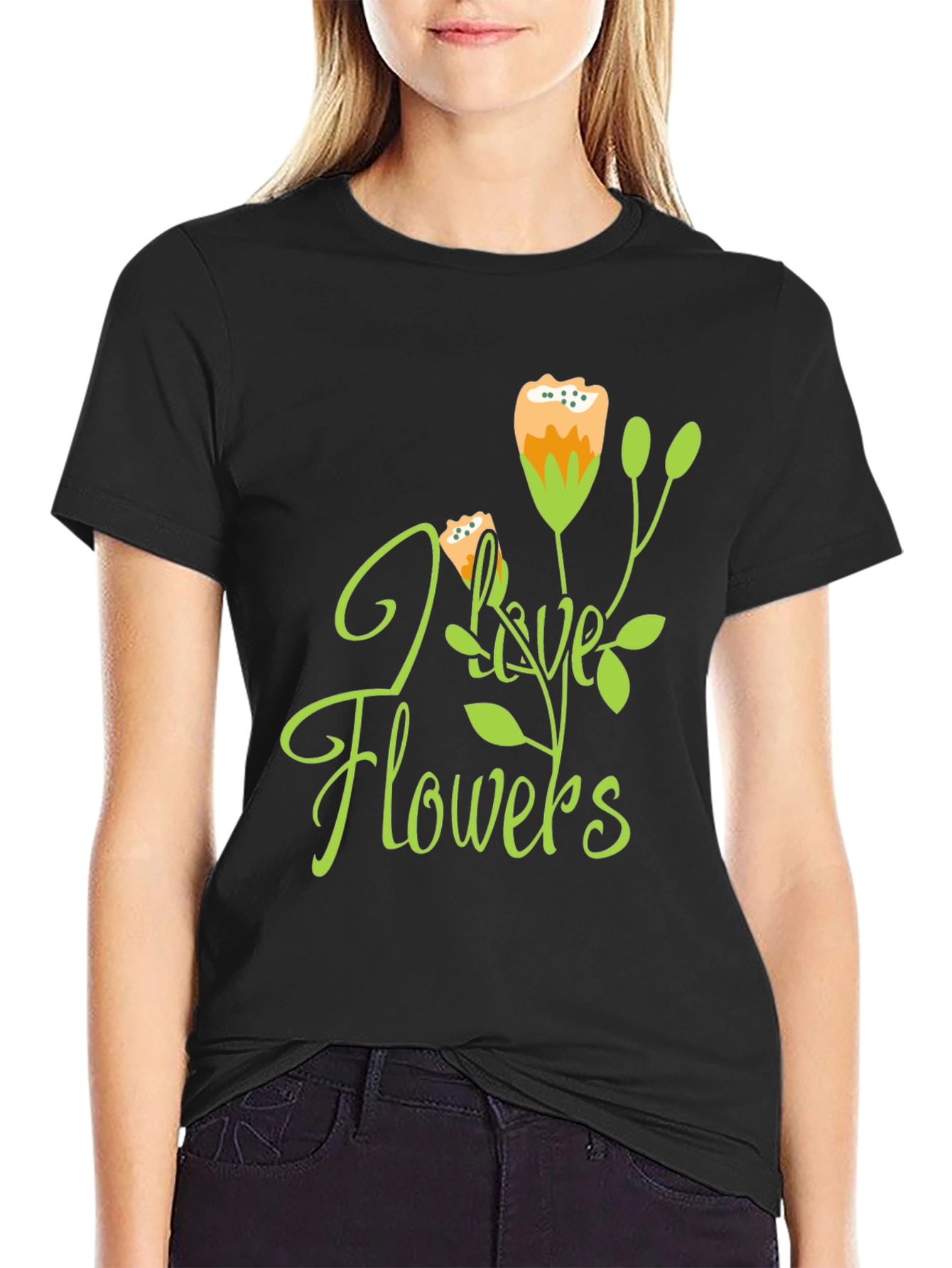 I Love Flowers Graphic Tee - Trendy Casual Wear