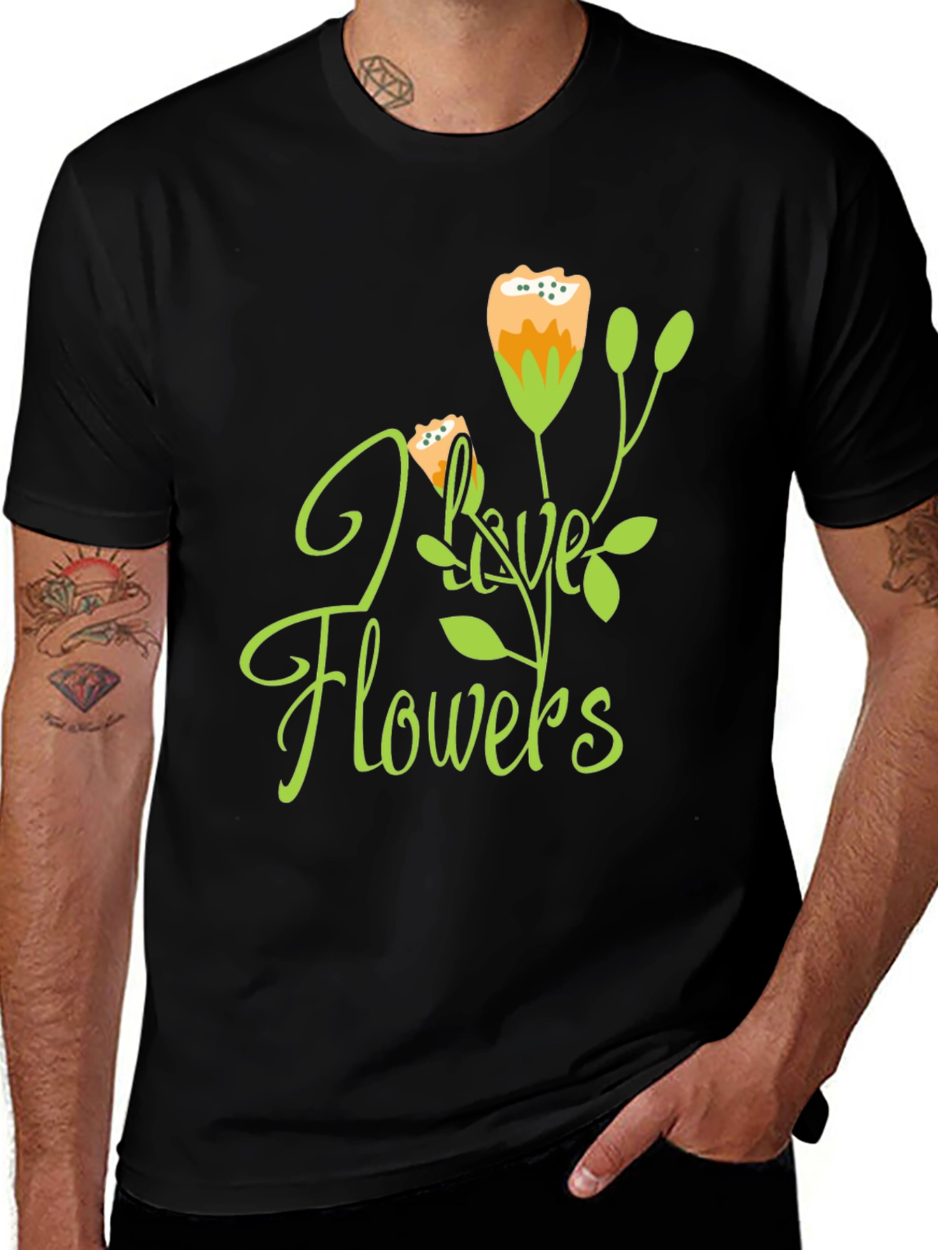 I Love Flowers Graphic Tee - Trendy Casual Wear