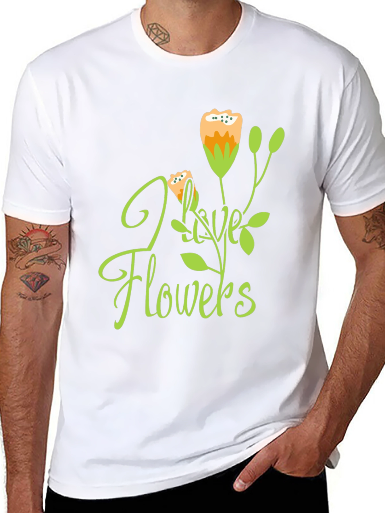 I Love Flowers Graphic Tee - Trendy Casual Wear