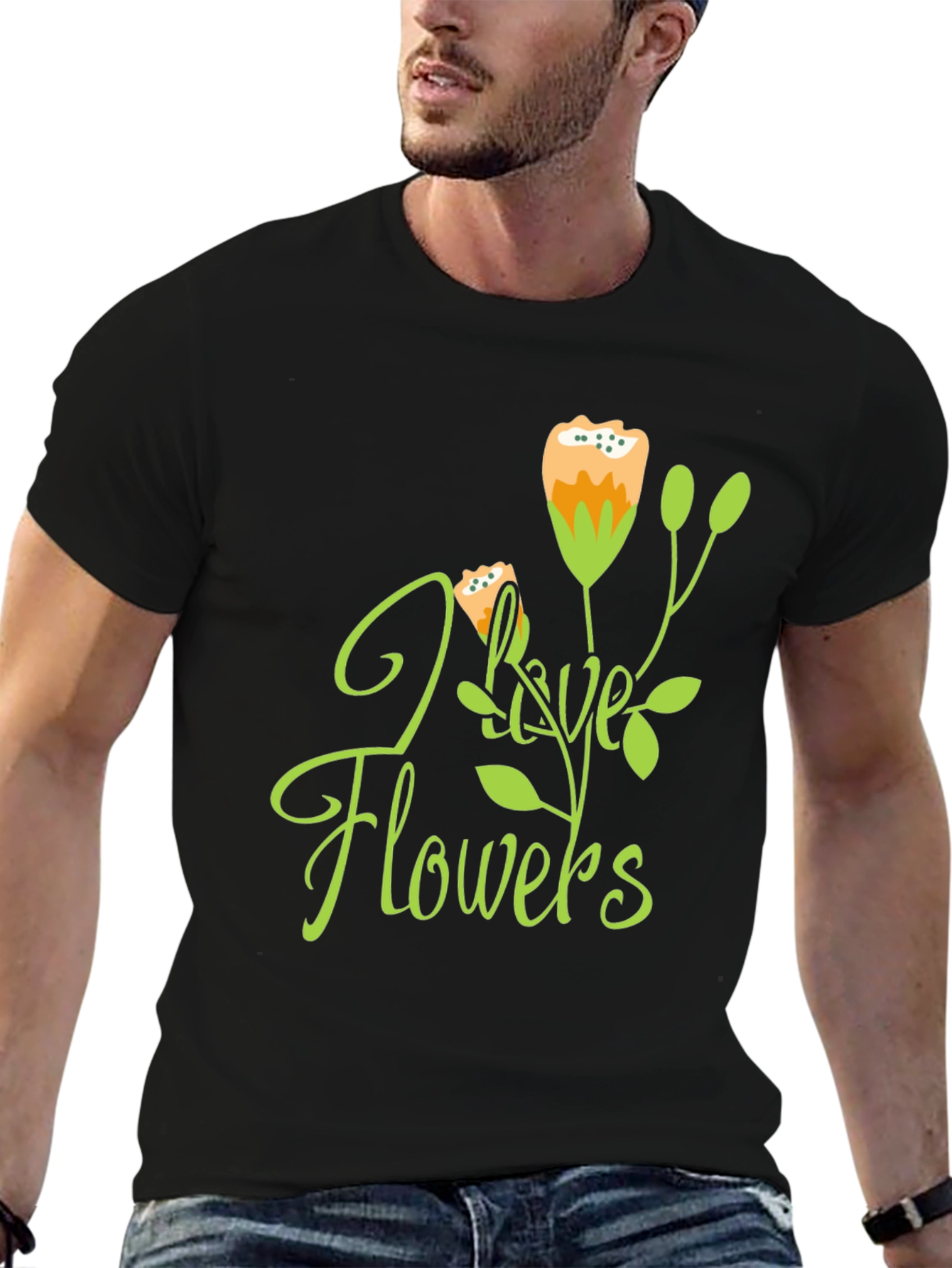 I Love Flowers Graphic Tee - Trendy Casual Wear