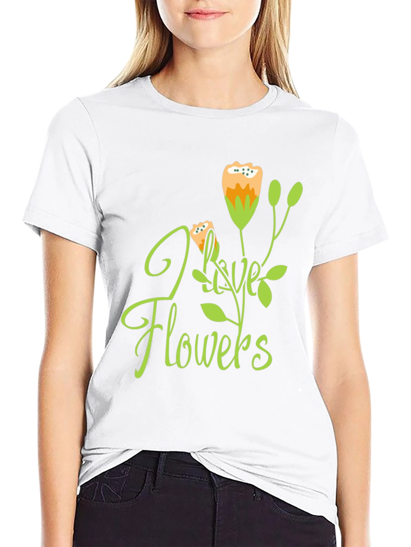 I Love Flowers Graphic Tee - Trendy Casual Wear