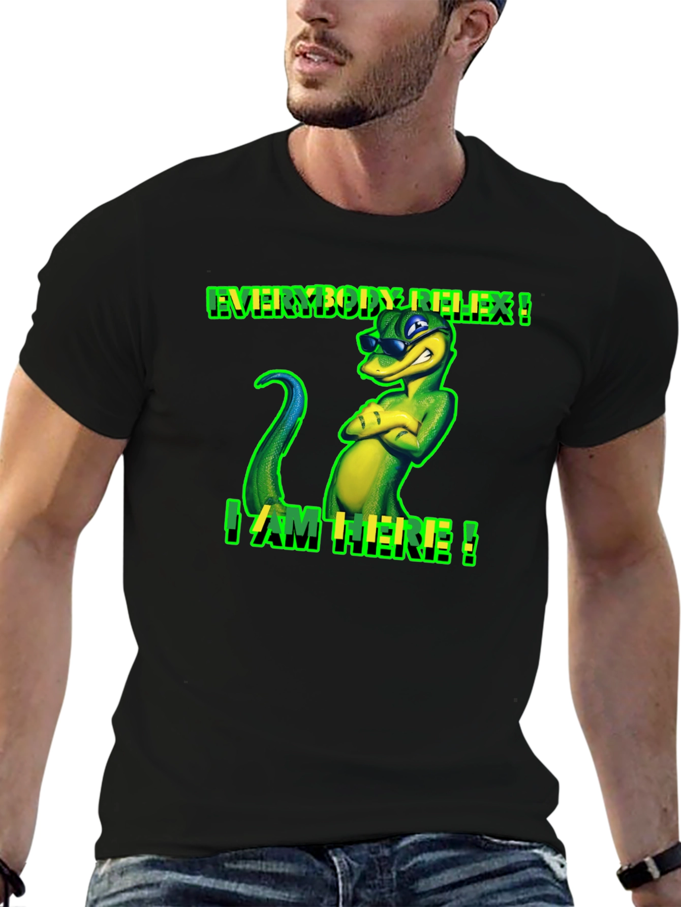 Relaxed Gecko T-Shirt - I Am Here!