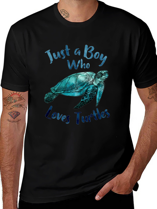 Boy Who Loves Turtles Graphic Tee - Black