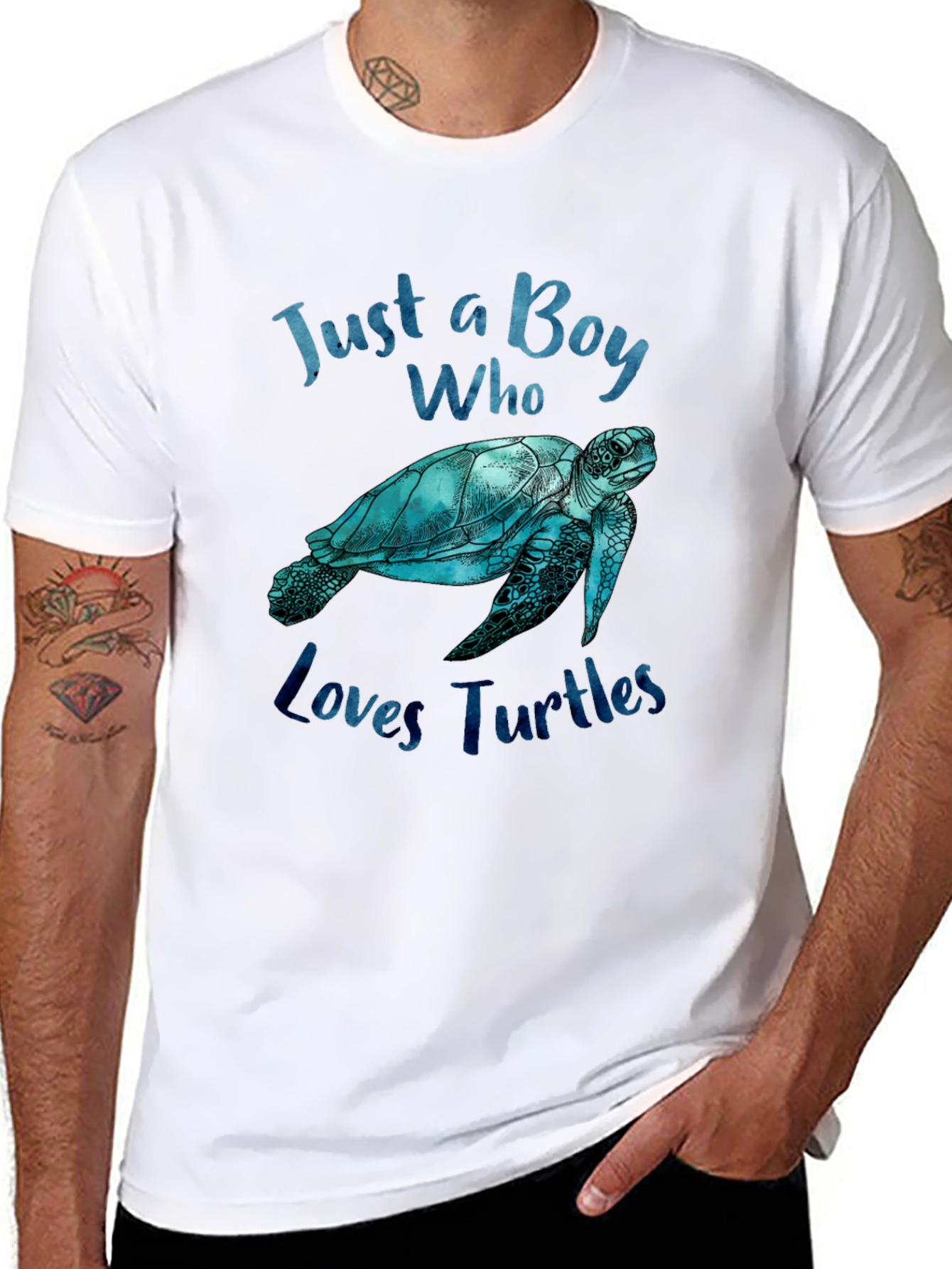 Boy Who Loves Turtles Graphic Tee - Black