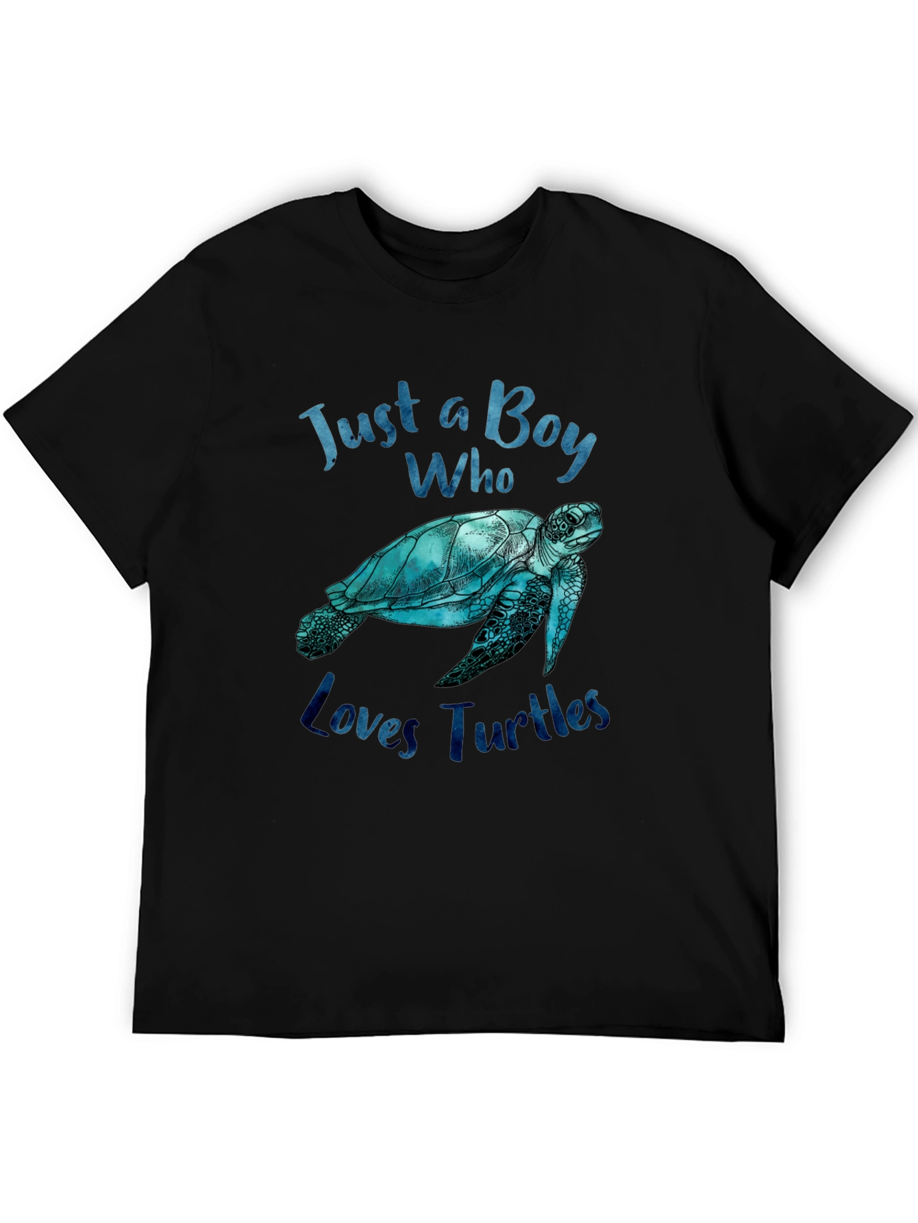 Boy Who Loves Turtles Graphic Tee - Black