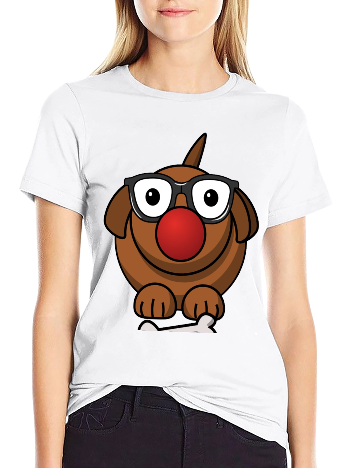 Cartoon Dog with Glasses T-Shirt - Fun Novelty Tee