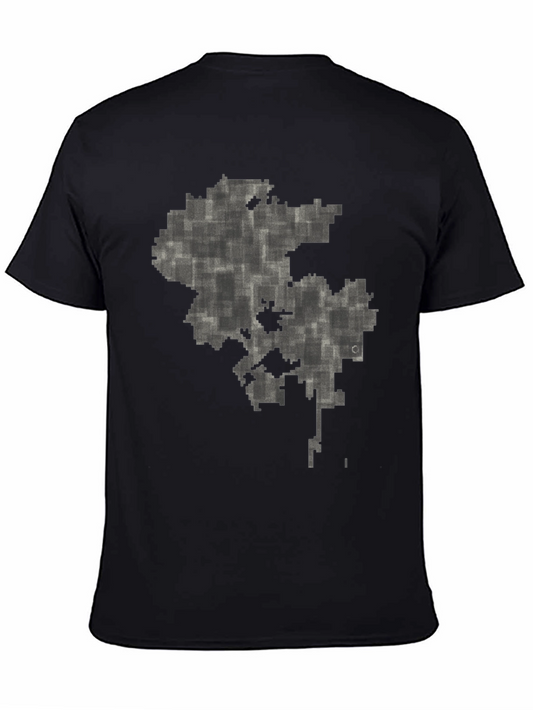 Abstract Pixel Map Graphic Tee - Black