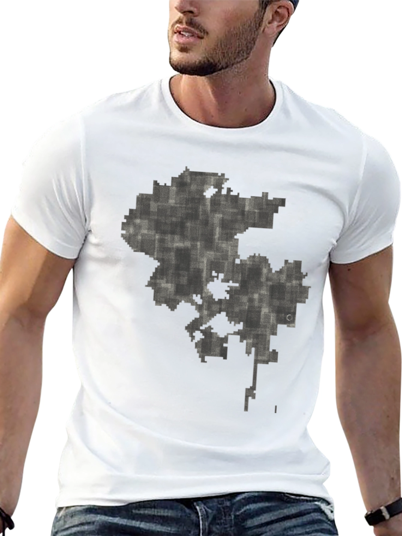 Abstract Pixel Map Graphic Tee - Black