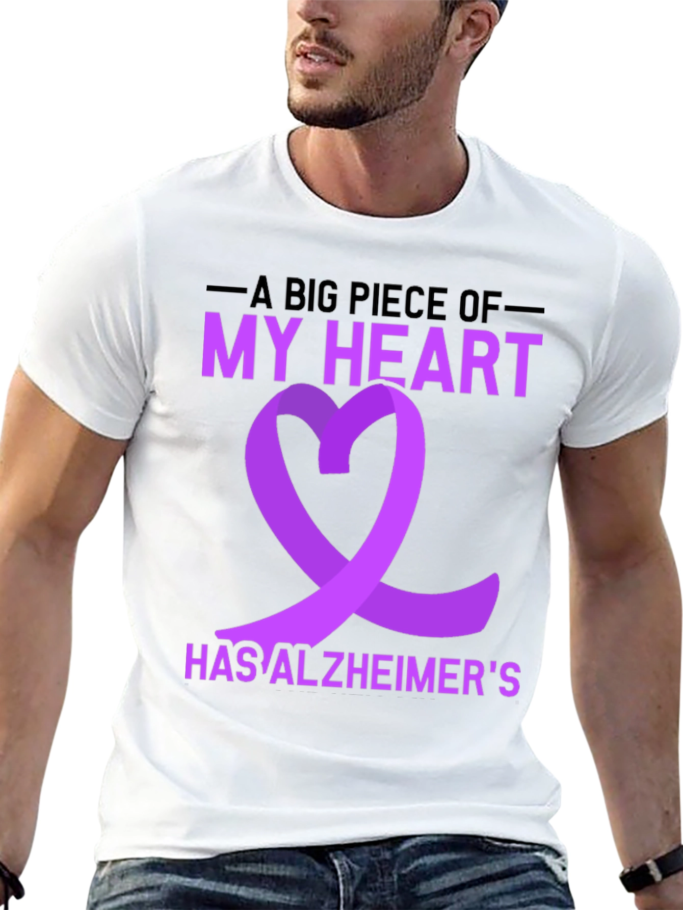 Alzheimers Awareness T-Shirt Purple Ribbon