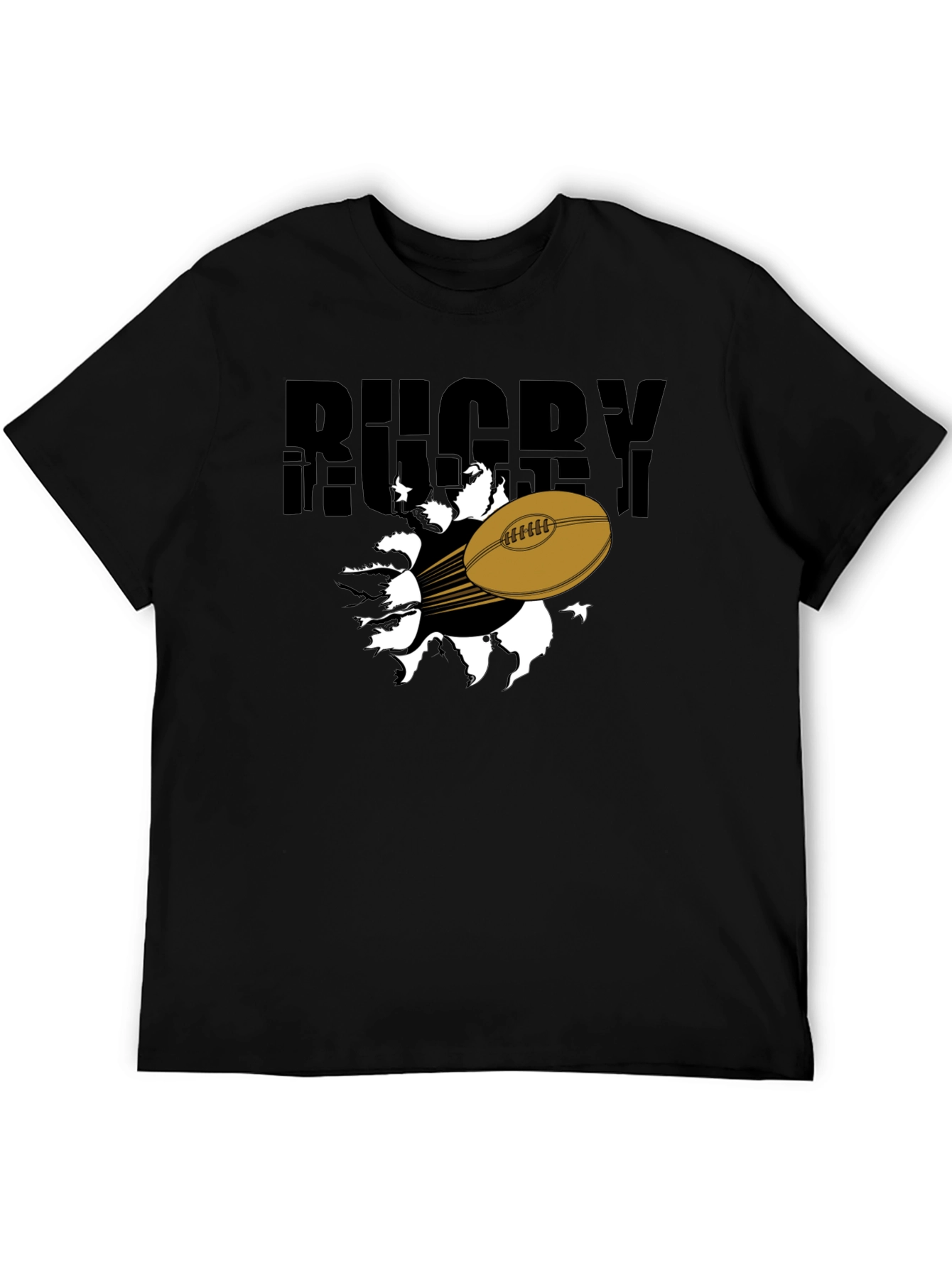 Rugby Ball Graphic T-Shirt - Black