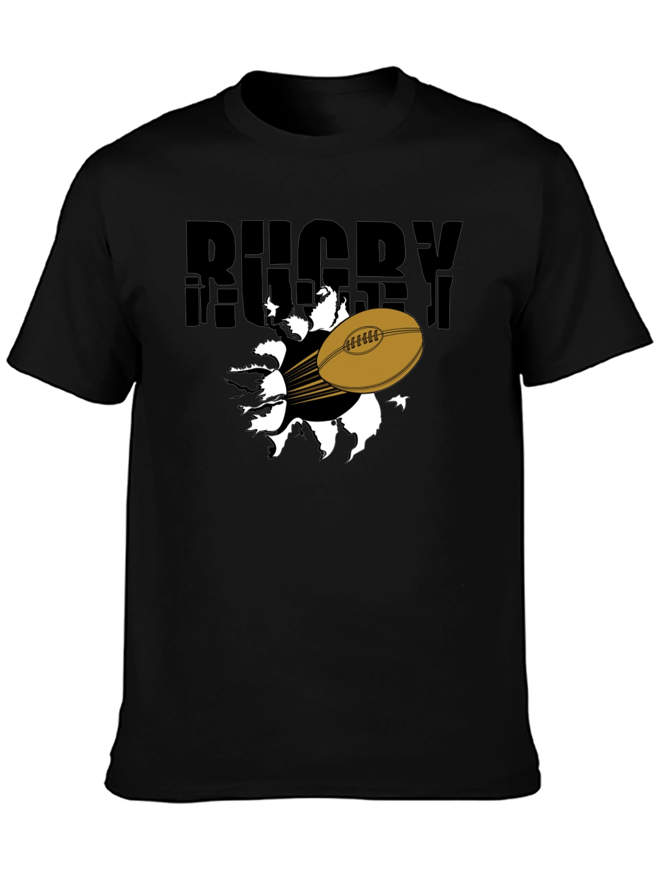 Rugby Ball Graphic T-Shirt - Black