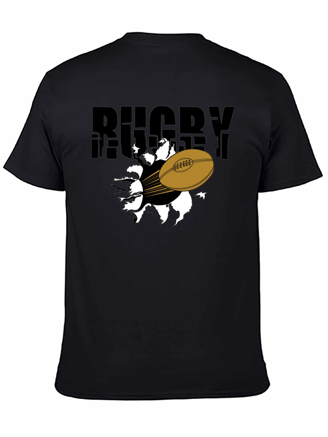 Rugby Ball Graphic T-Shirt - Black
