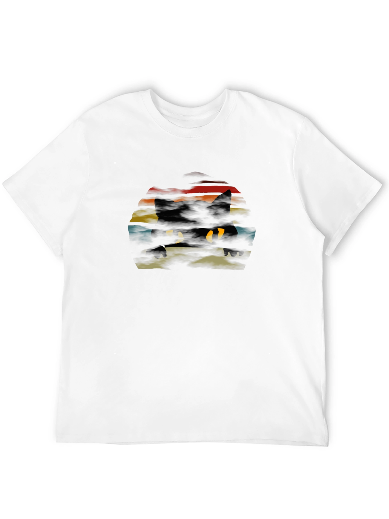 Retro Cat Silhouette T-Shirt - Black