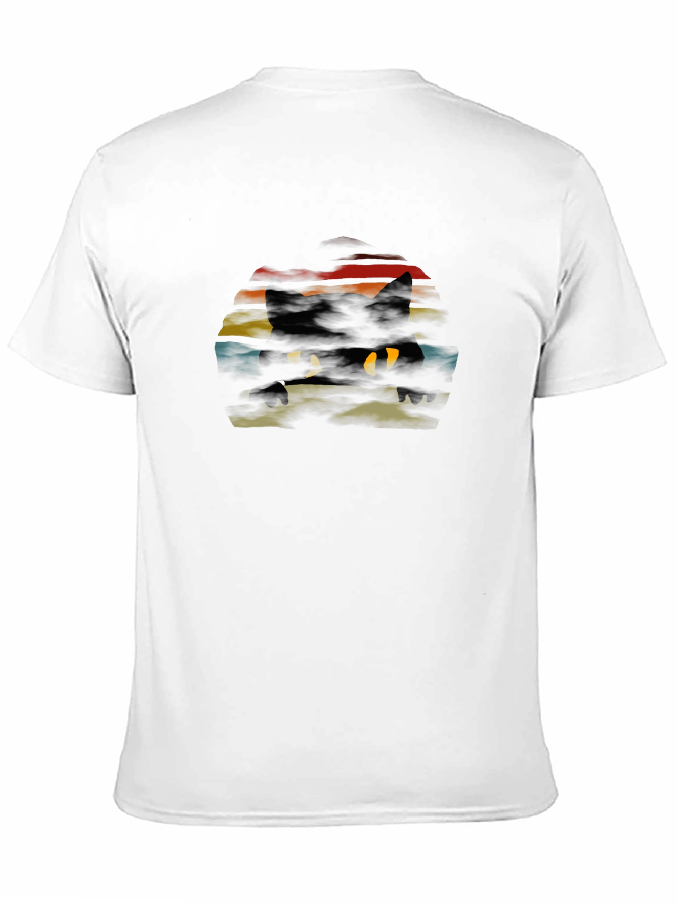 Retro Cat Silhouette T-Shirt - Black