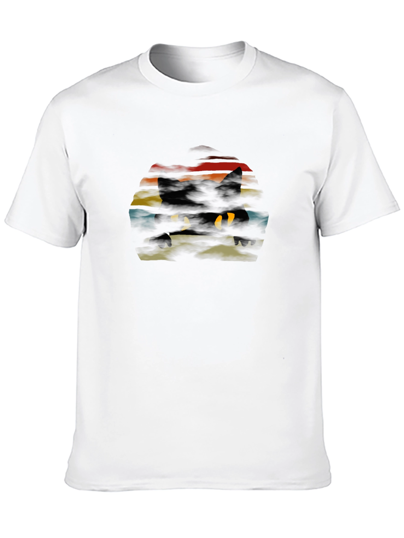 Retro Cat Silhouette T-Shirt - Black