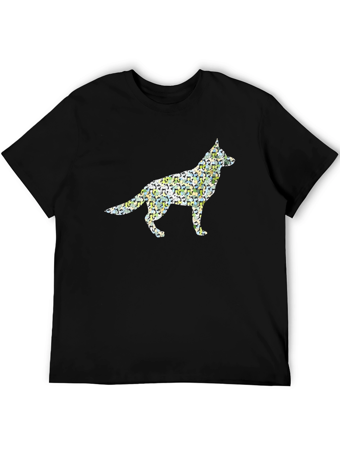 Dog Breed Silhouette Mens Black T-Shirt