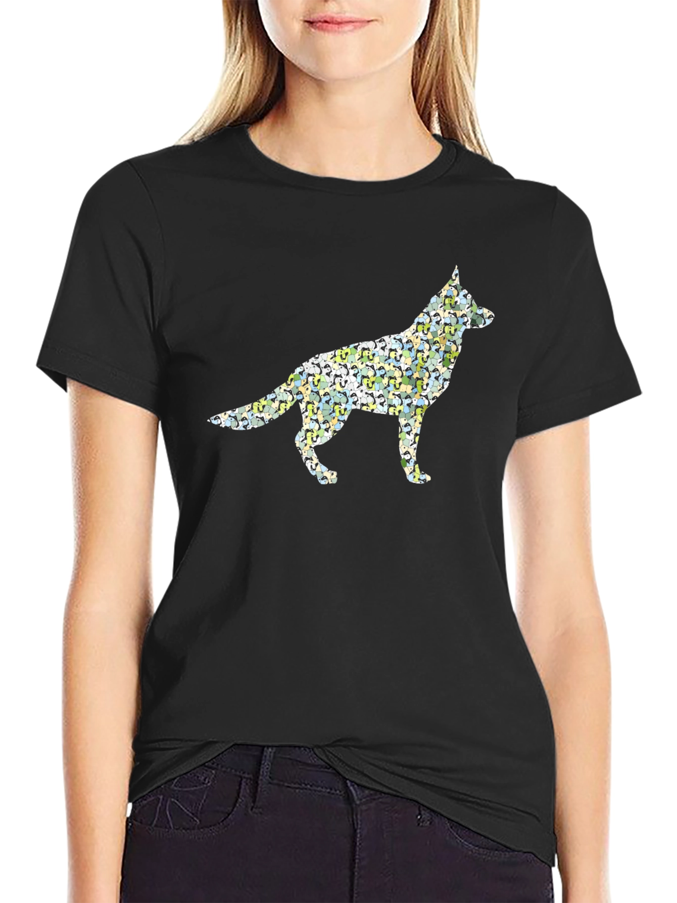 Dog Breed Silhouette Mens Black T-Shirt