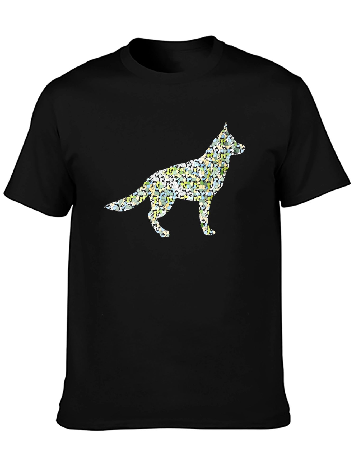 Dog Breed Silhouette Mens Black T-Shirt