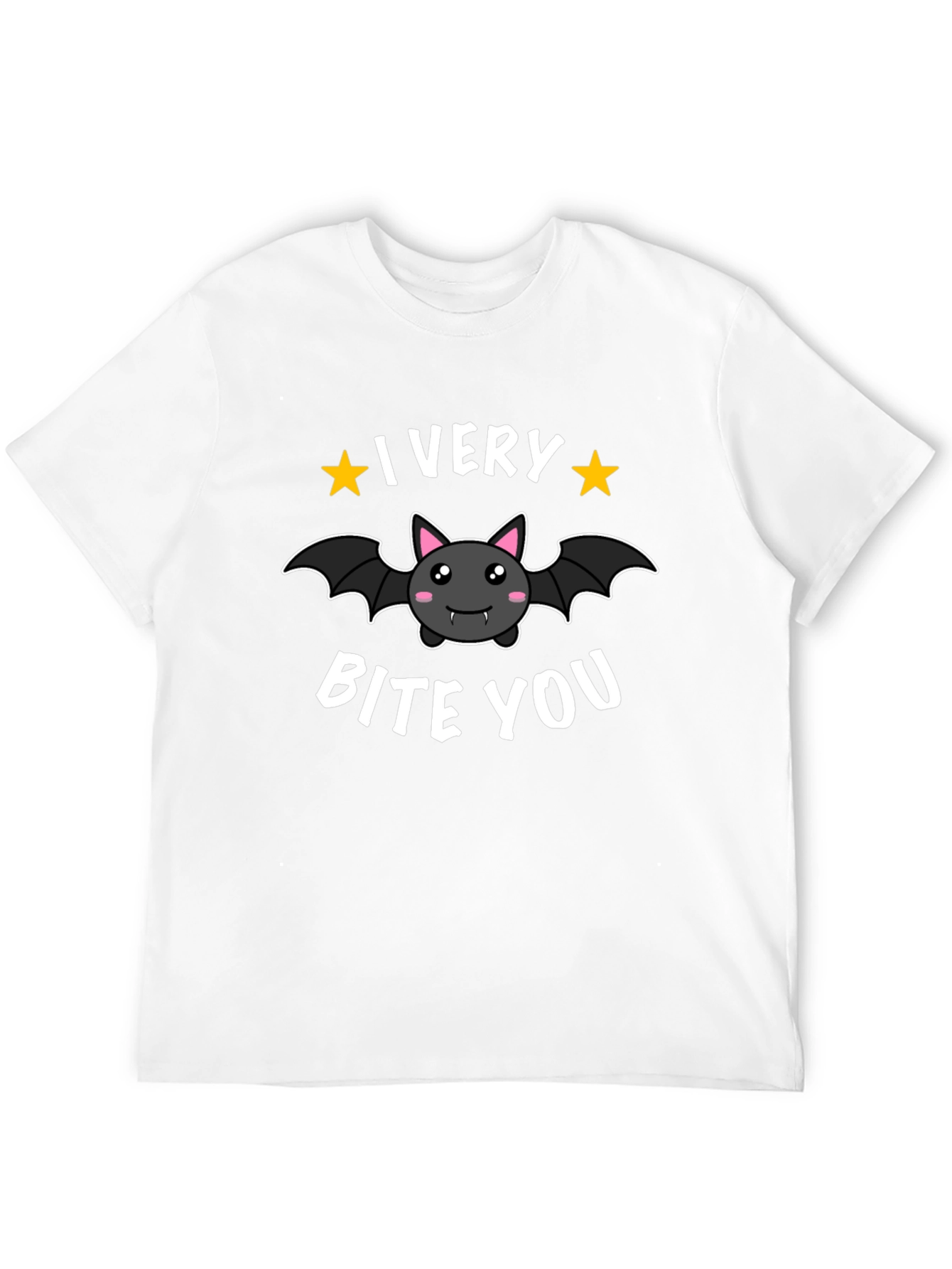 Cute Bat I Very Bite You Graphic Black T-Shirt