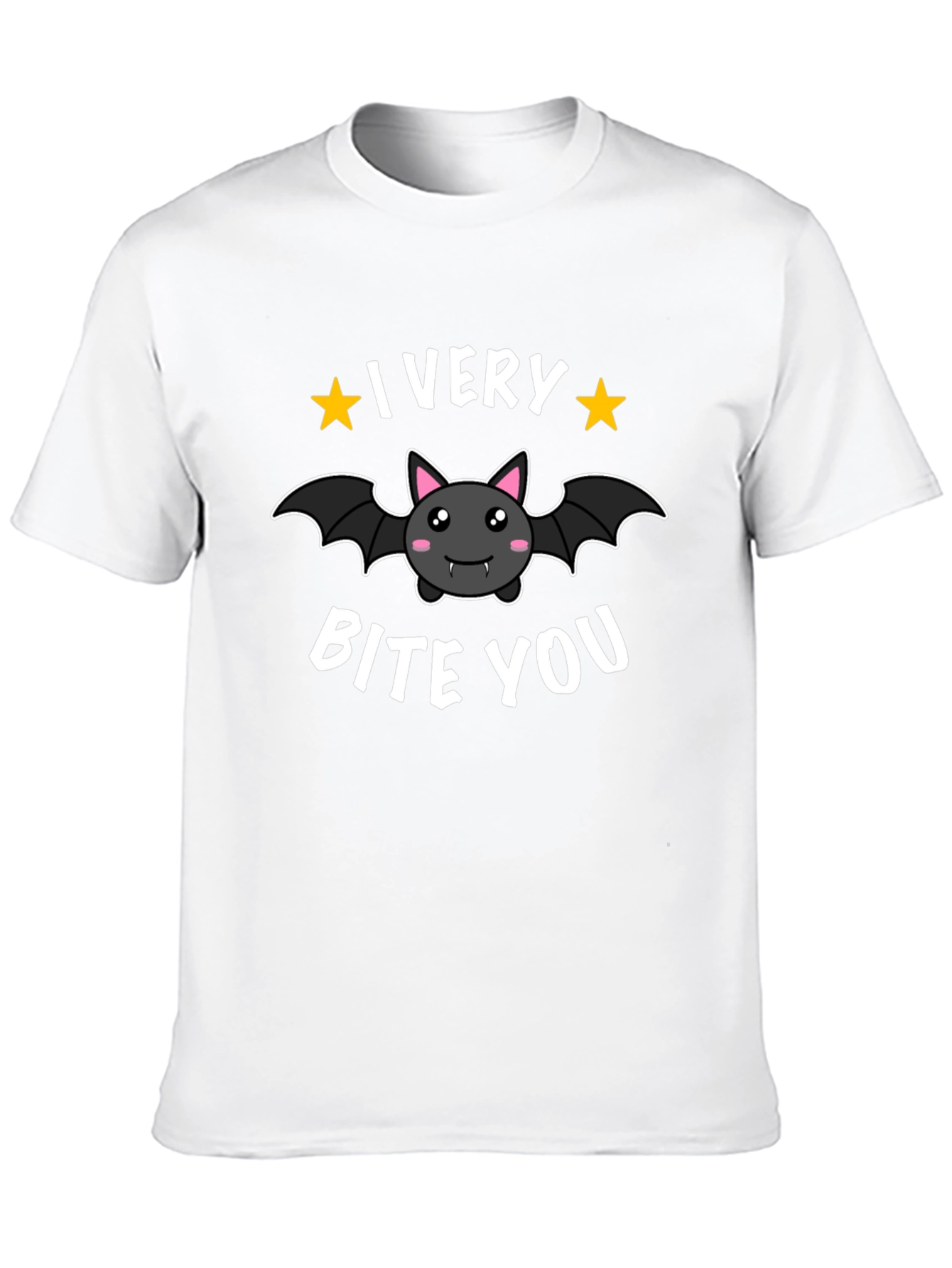 Cute Bat I Very Bite You Graphic Black T-Shirt