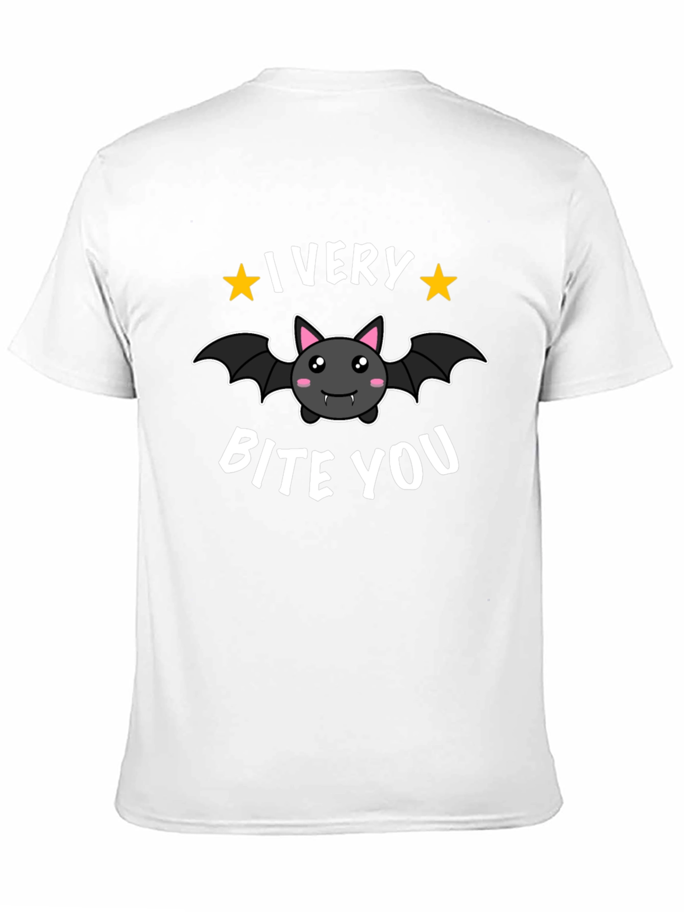 Cute Bat I Very Bite You Graphic Black T-Shirt