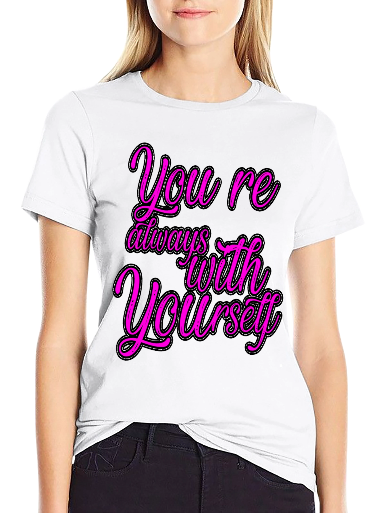 Youre Always With Yourself Black Graphic T-Shirt