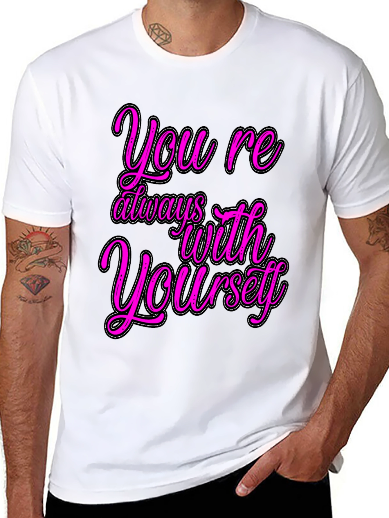 Youre Always With Yourself Black Graphic T-Shirt