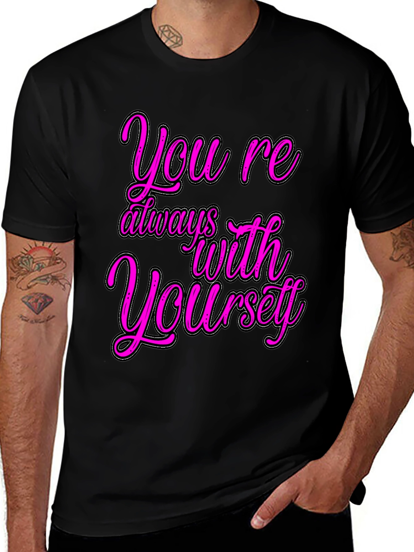 Youre Always With Yourself Black Graphic T-Shirt