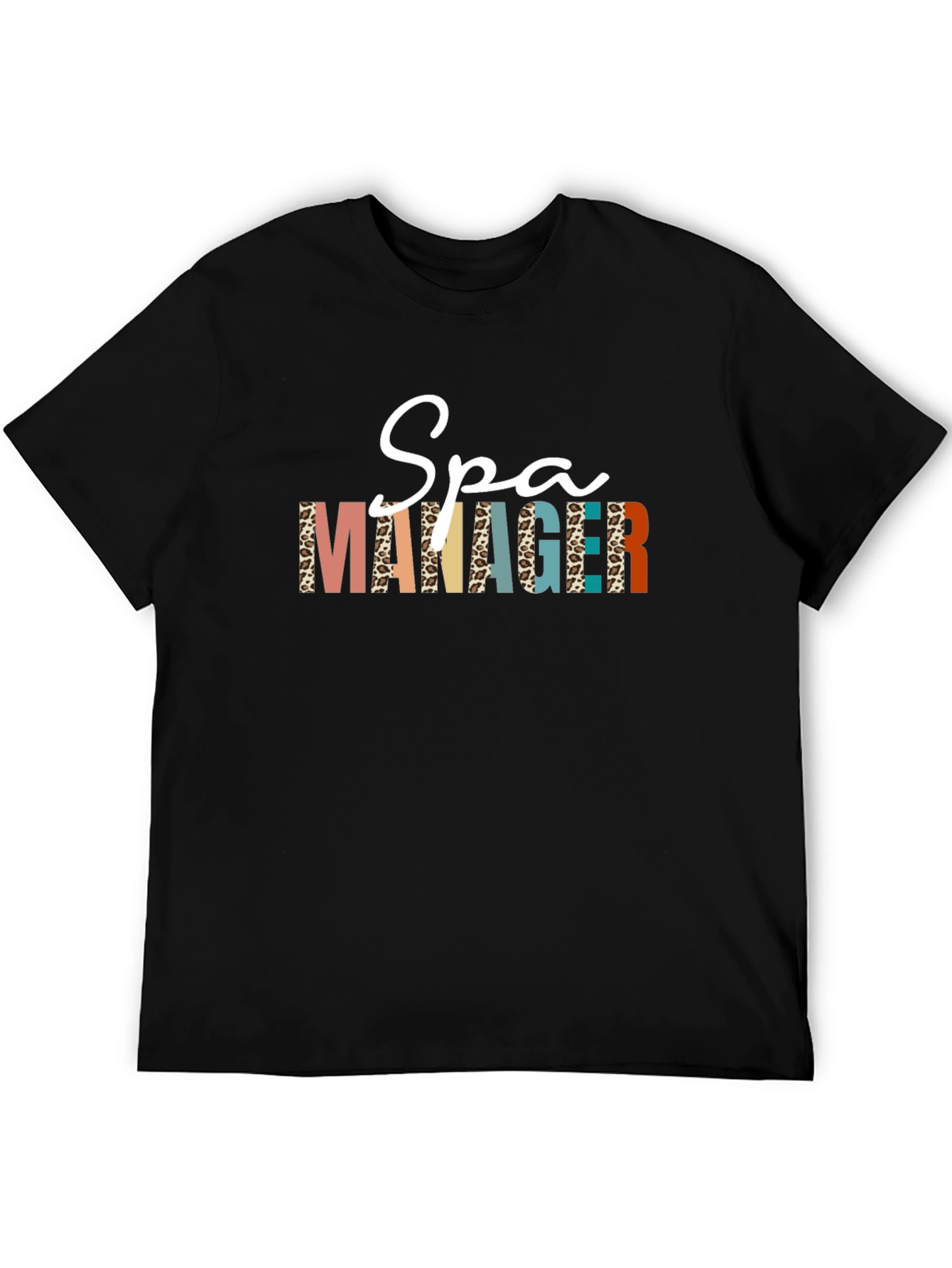 Spa Manager Graphic Tee - Stylish Leopard Print T-Shirt