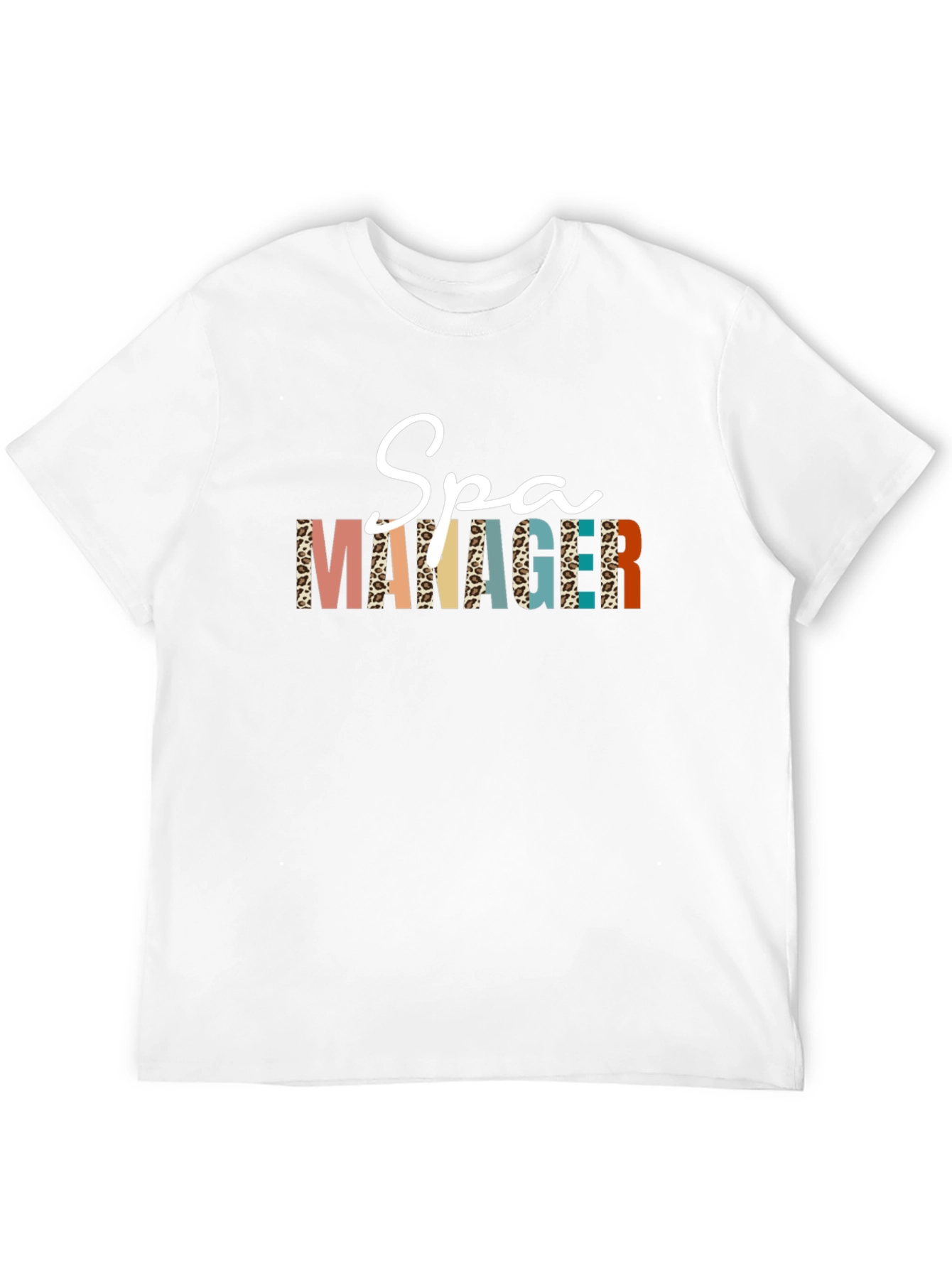Spa Manager Graphic Tee - Stylish Leopard Print T-Shirt