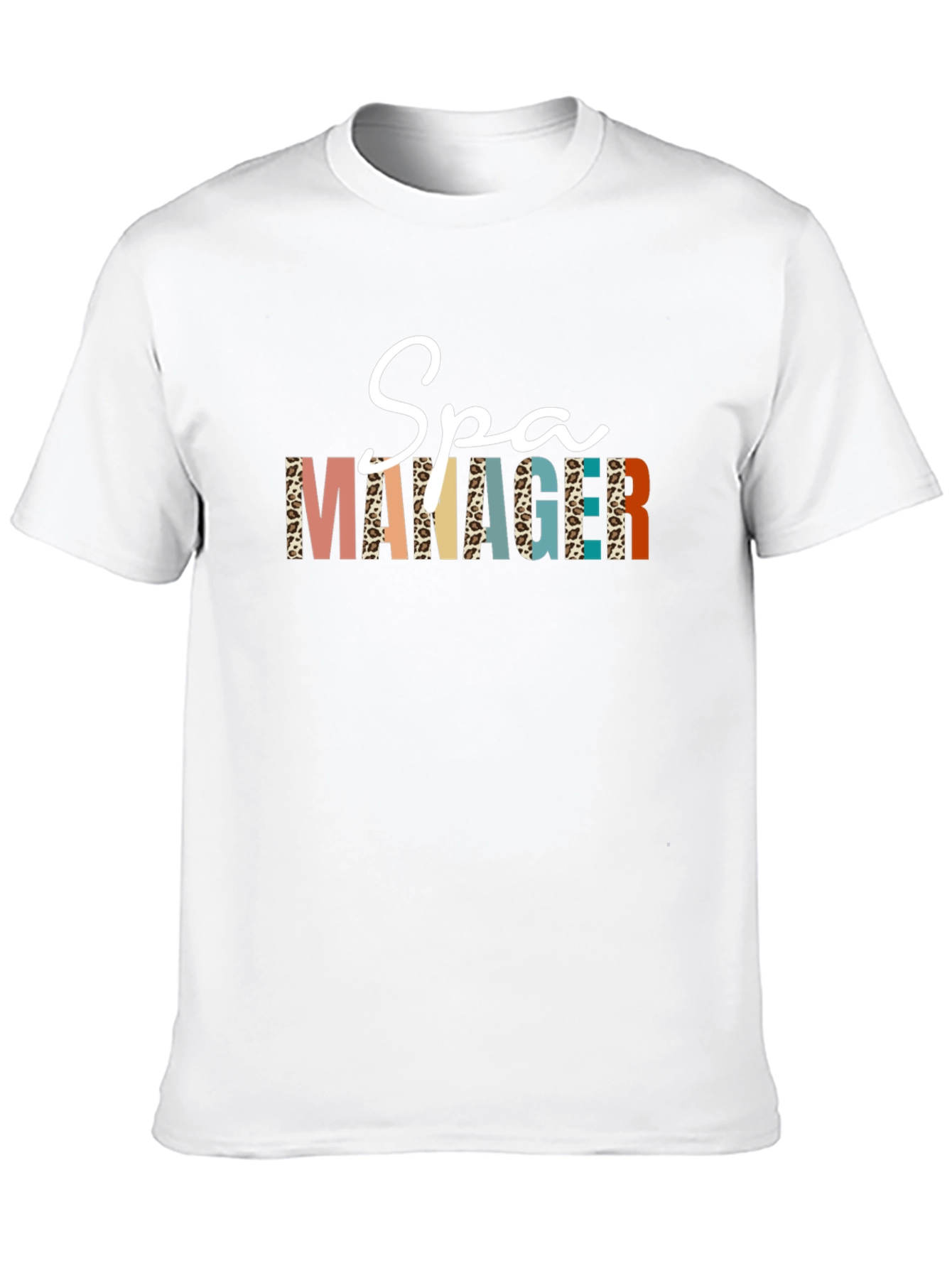 Spa Manager Graphic Tee - Stylish Leopard Print T-Shirt